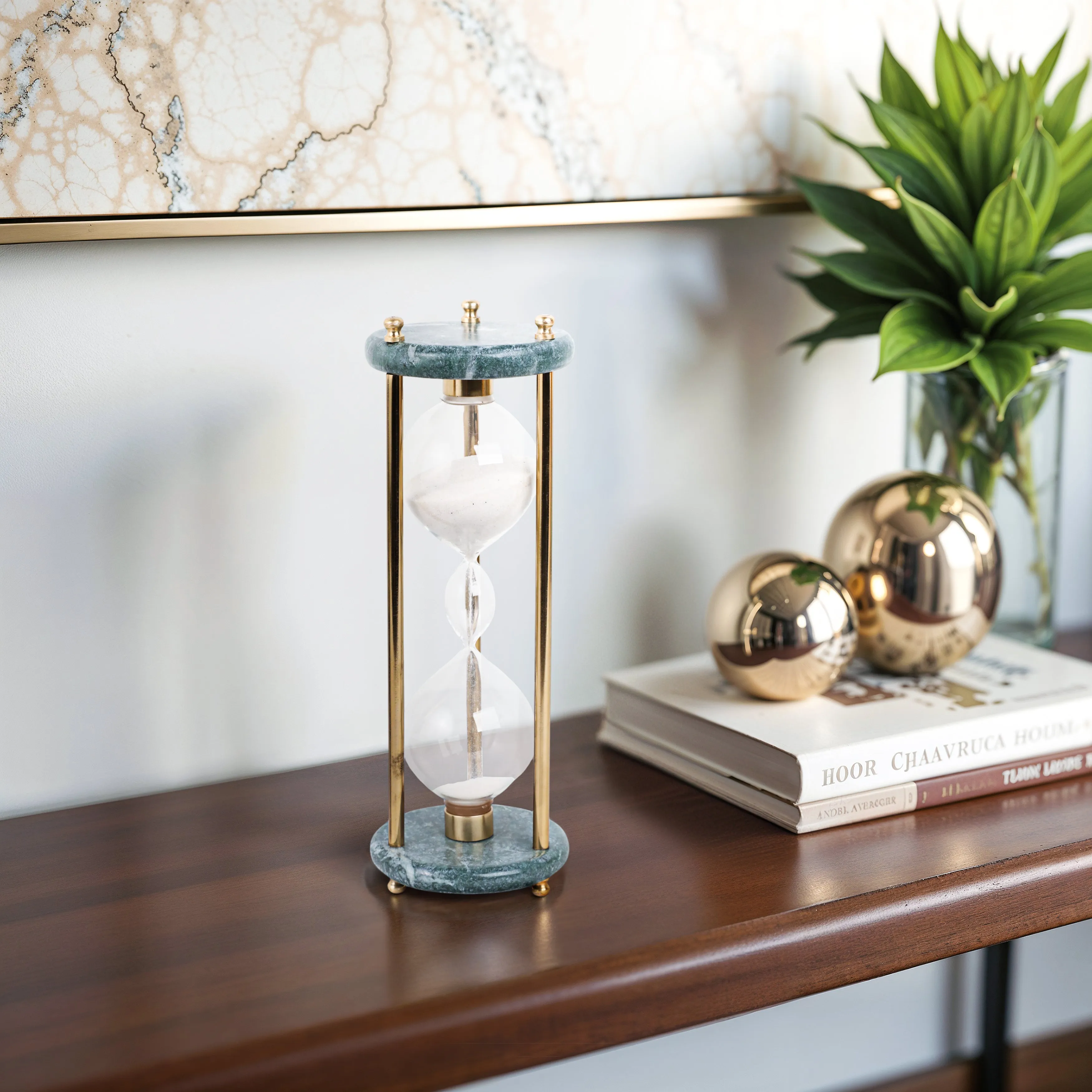 11" Finnegan Green Marble Hourglass