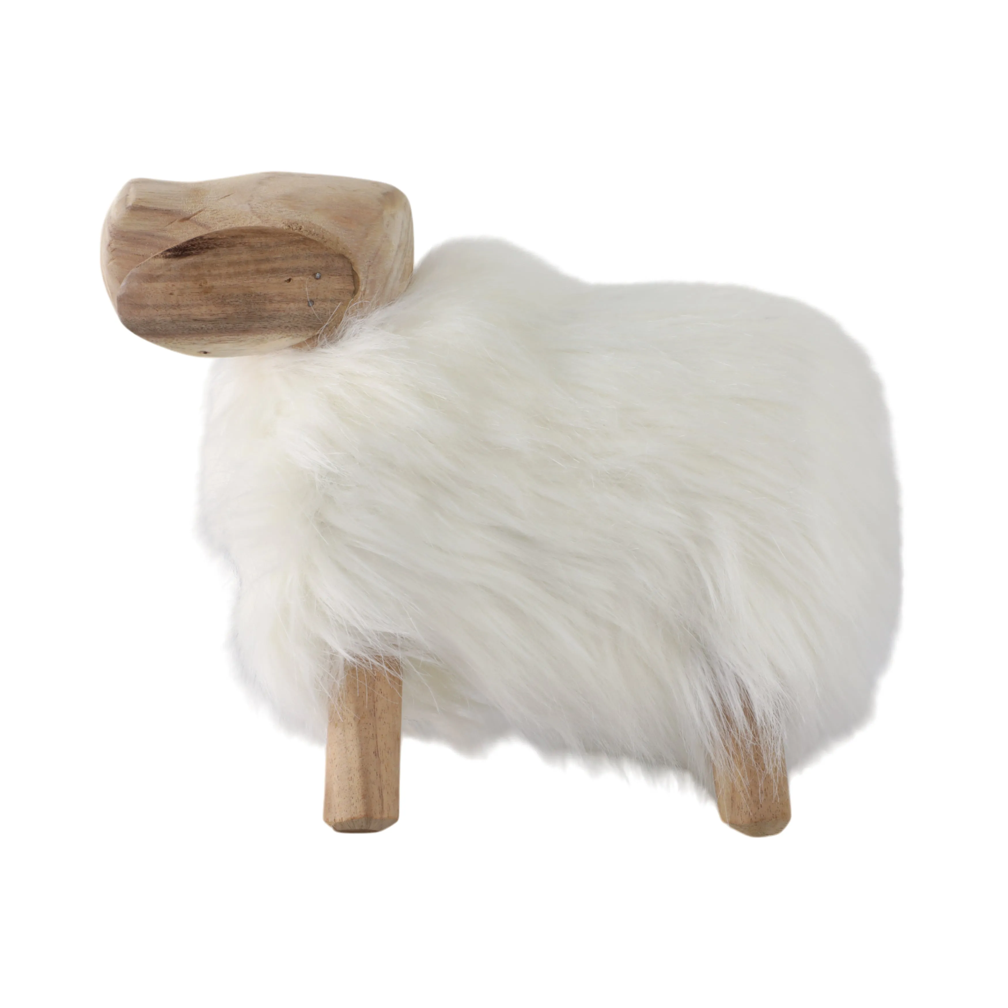 12" Faux Fur Sheep, White/natural