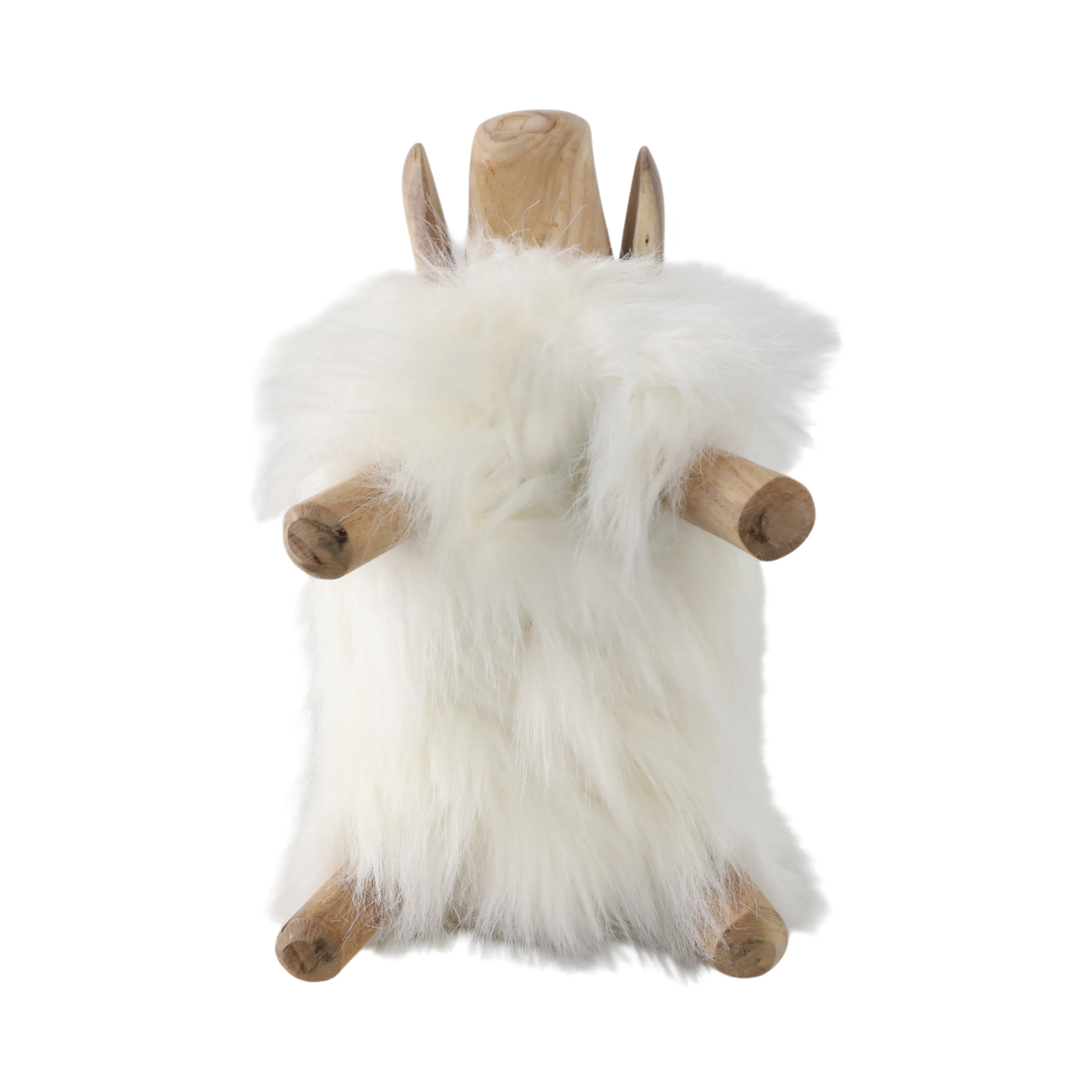 12" Faux Fur Sheep, White/natural