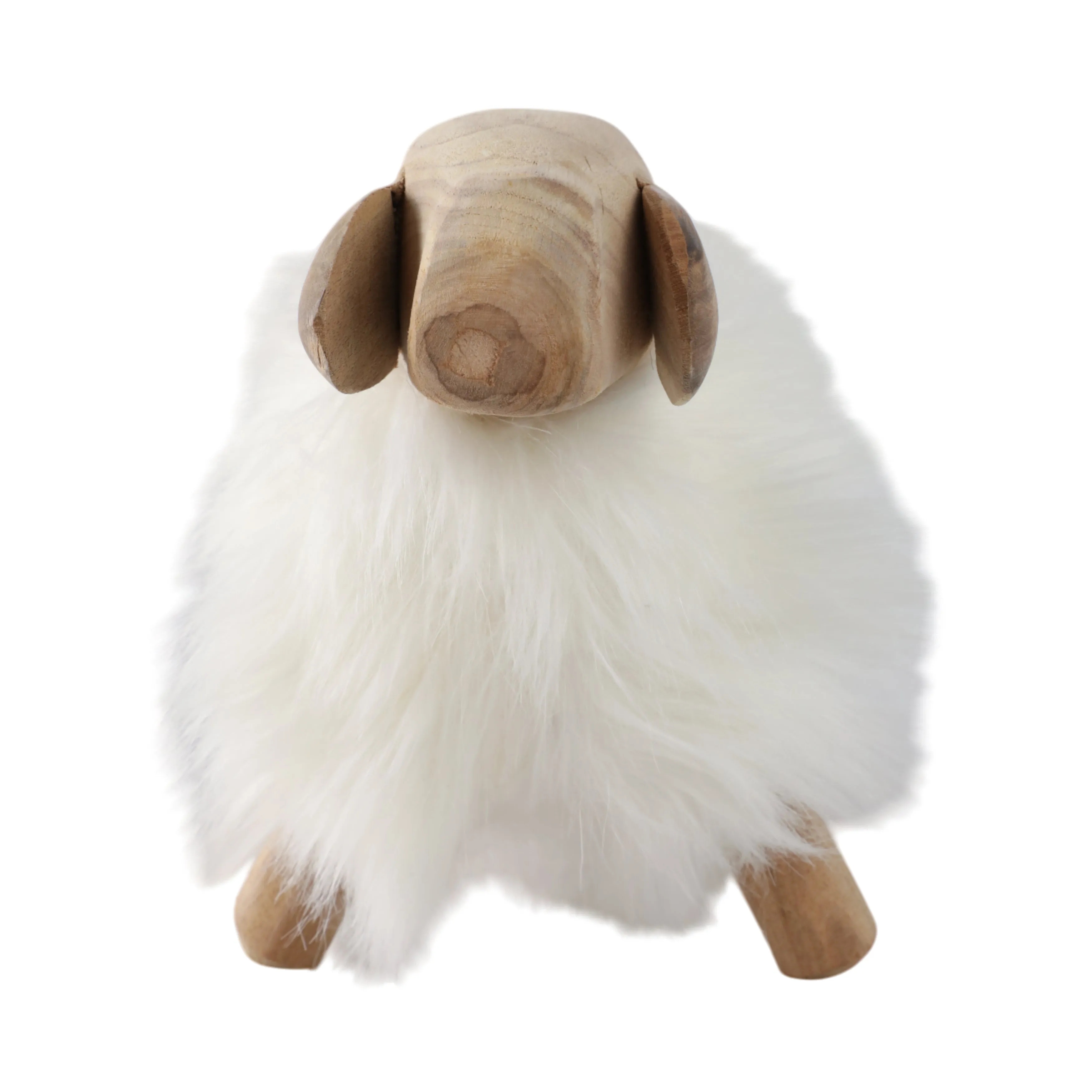 12" Faux Fur Sheep, White/natural