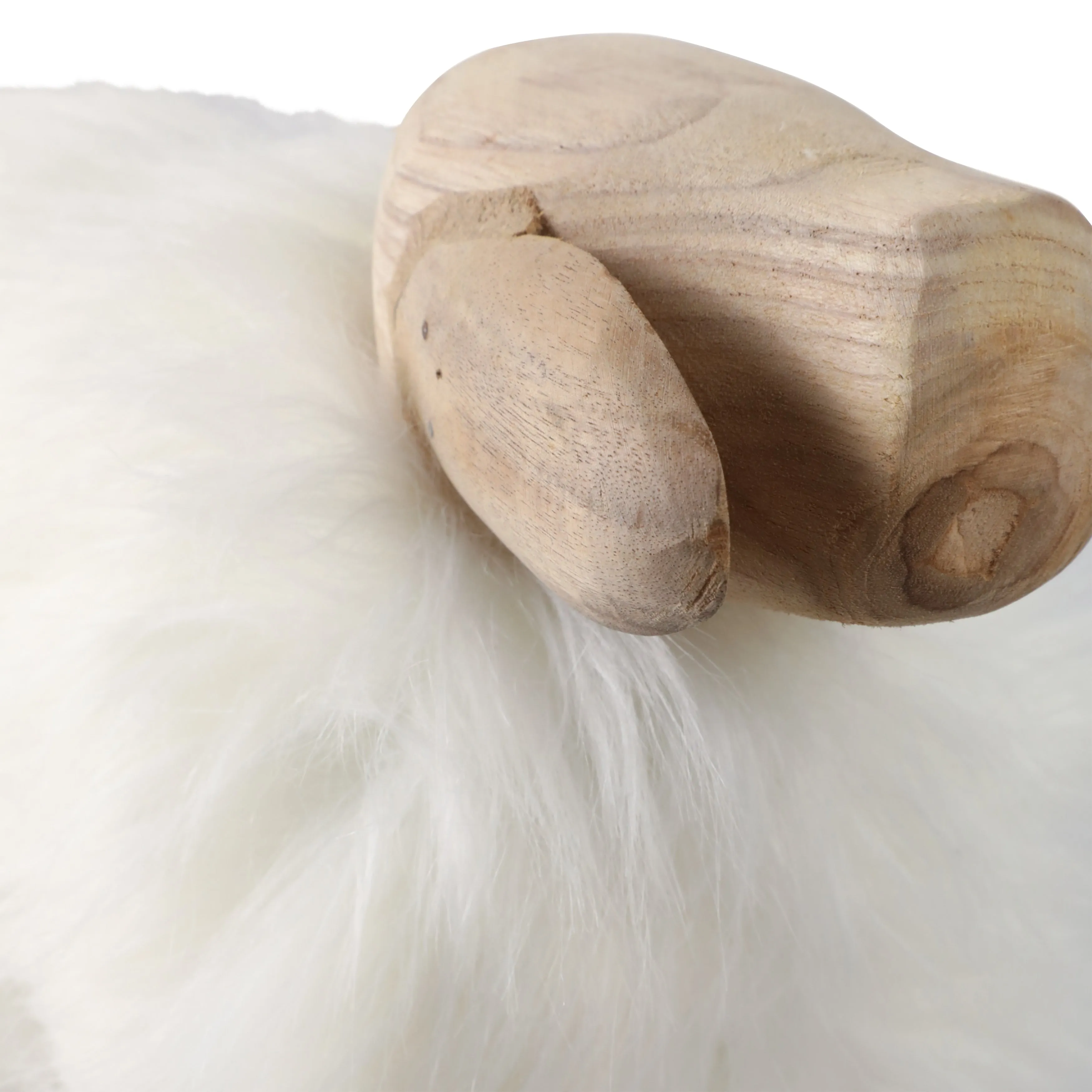 12" Faux Fur Sheep, White/natural
