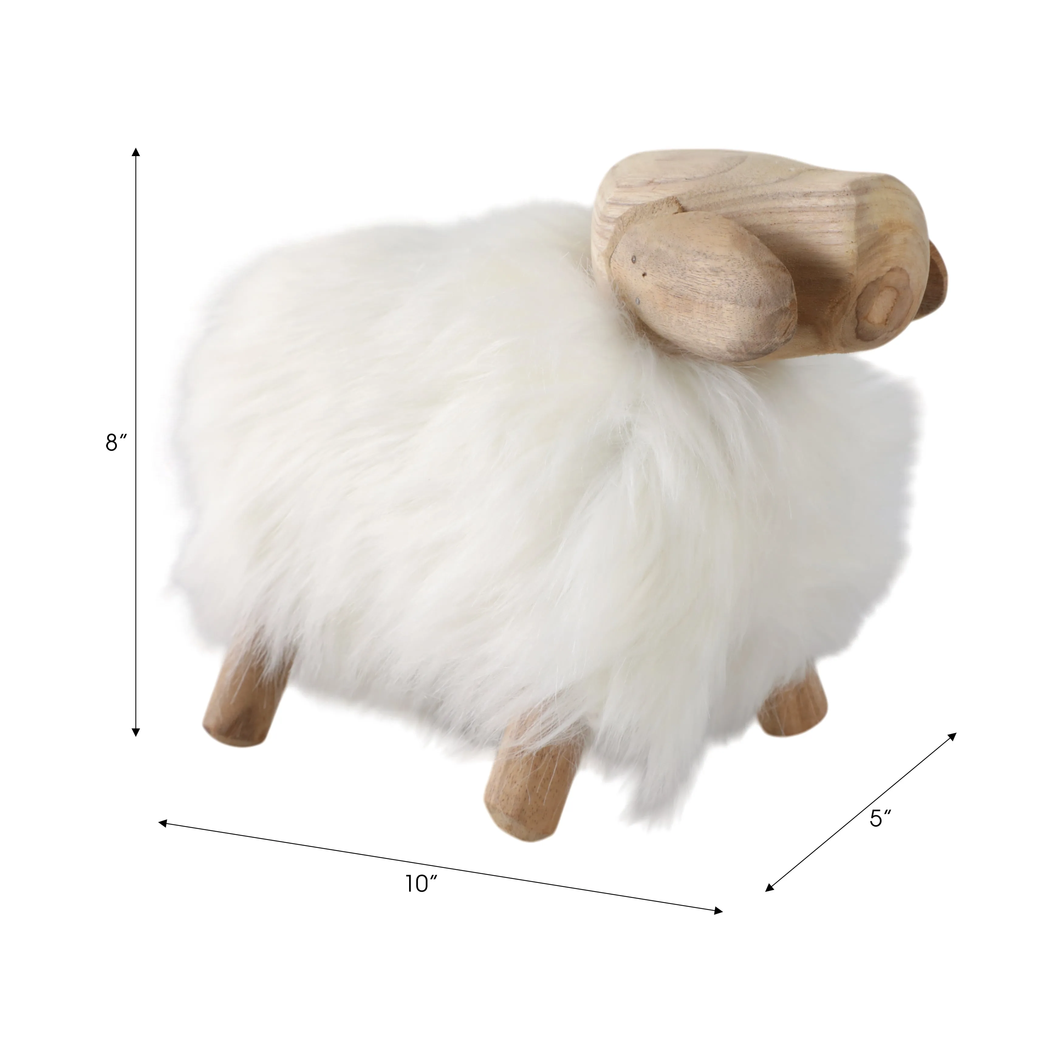 12" Faux Fur Sheep, White/natural