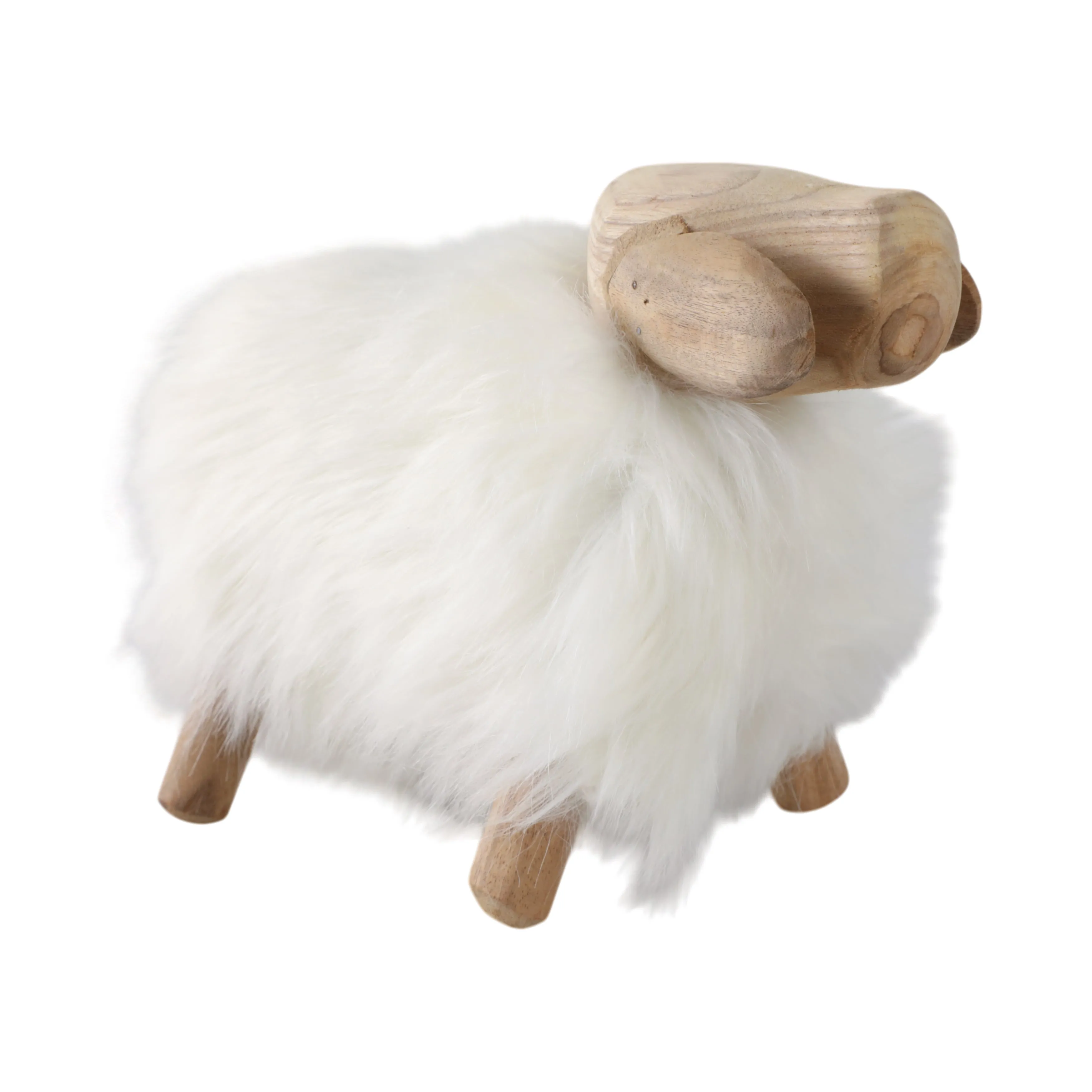 12" Faux Fur Sheep, White/natural