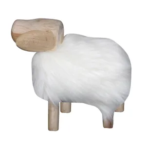 12" Faux Fur Sheep, White/natural