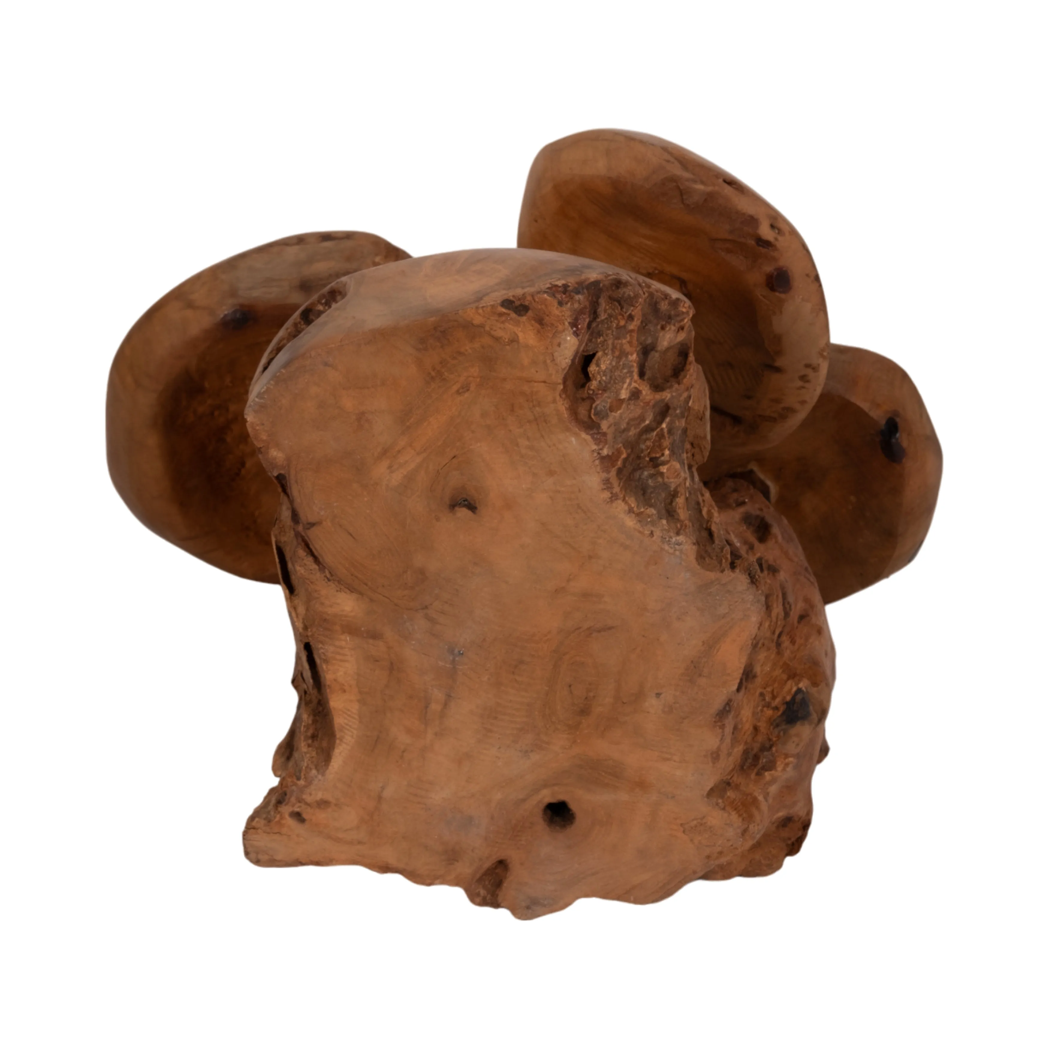 12" Teak Wood Mushroom Cluster, Natural