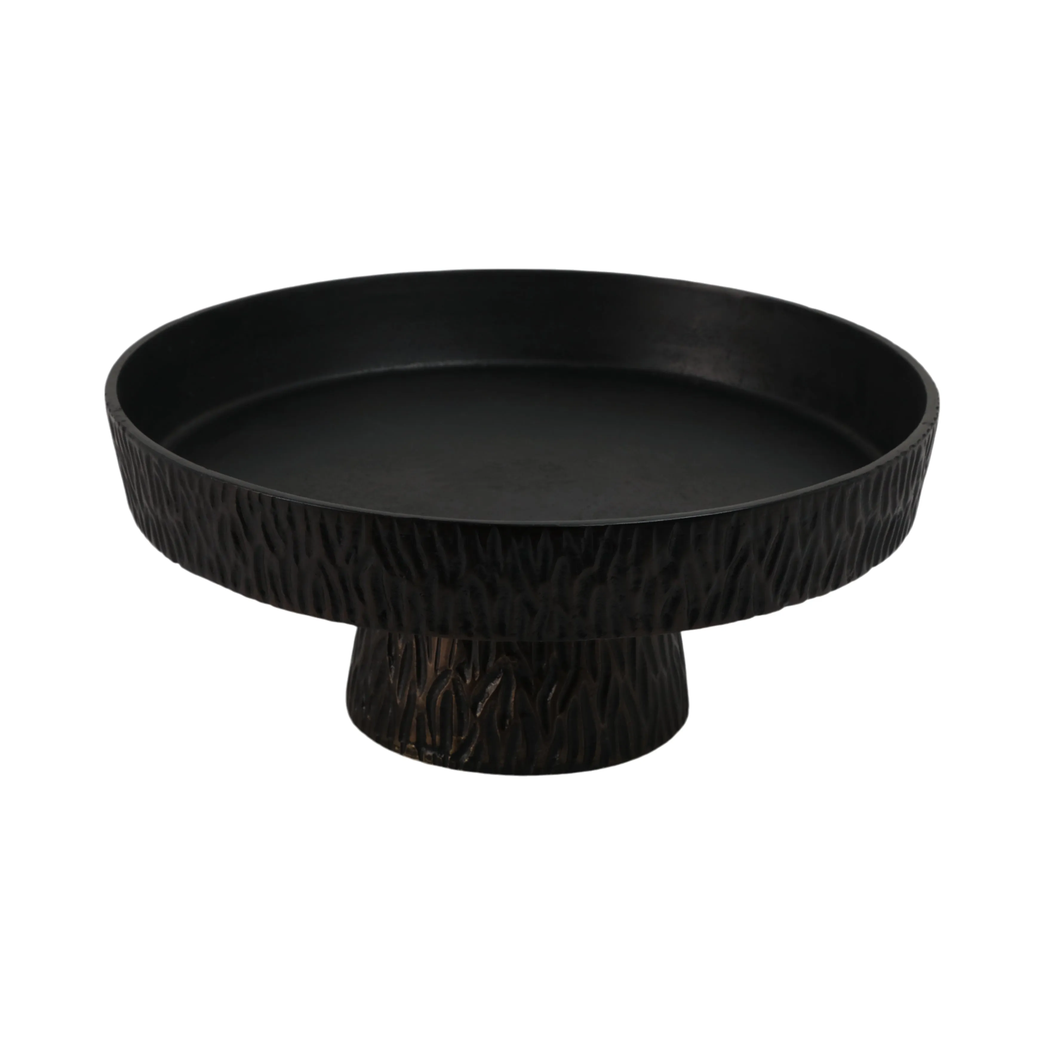 14" Cali Metal Pedestal Tray, Black