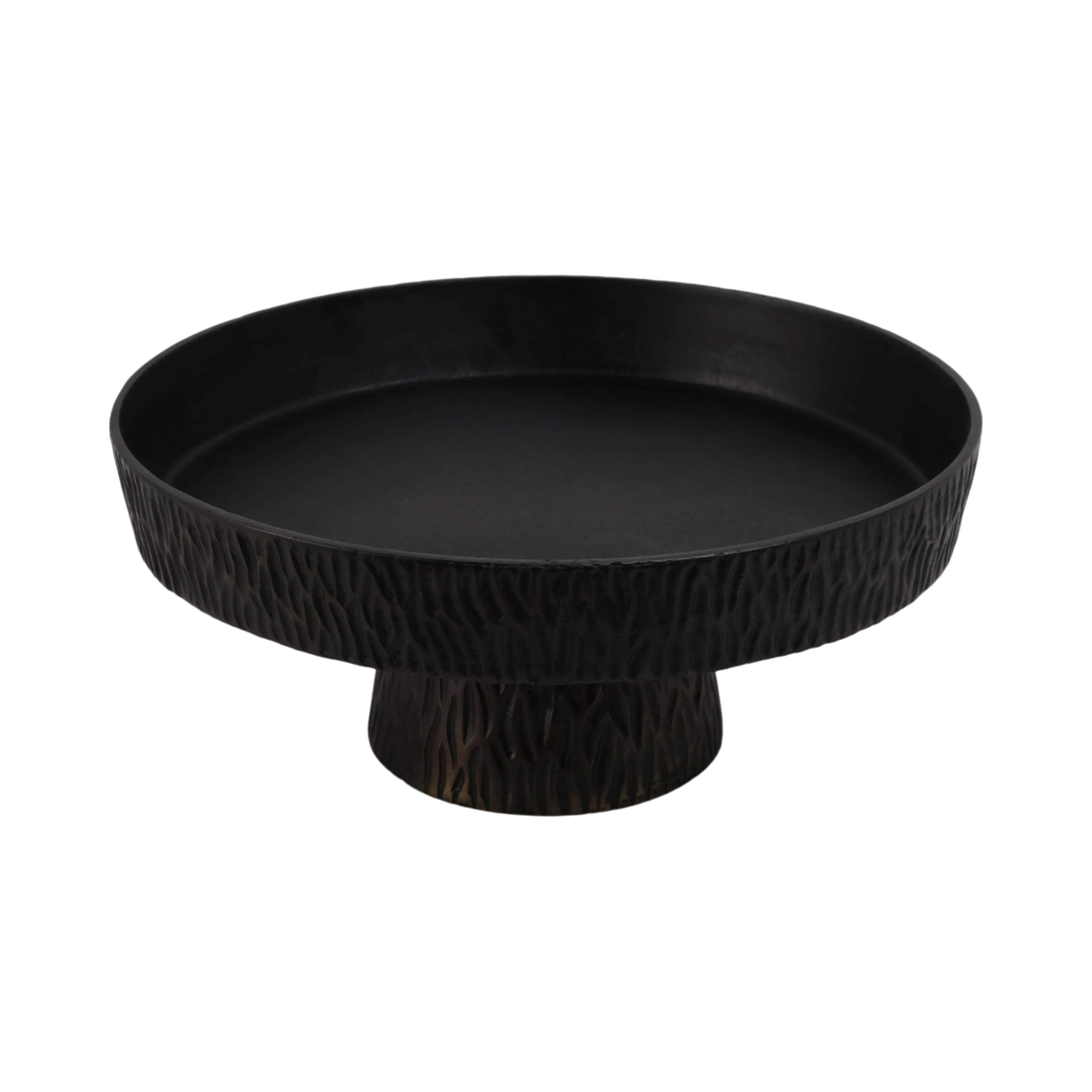 14" Cali Metal Pedestal Tray, Black