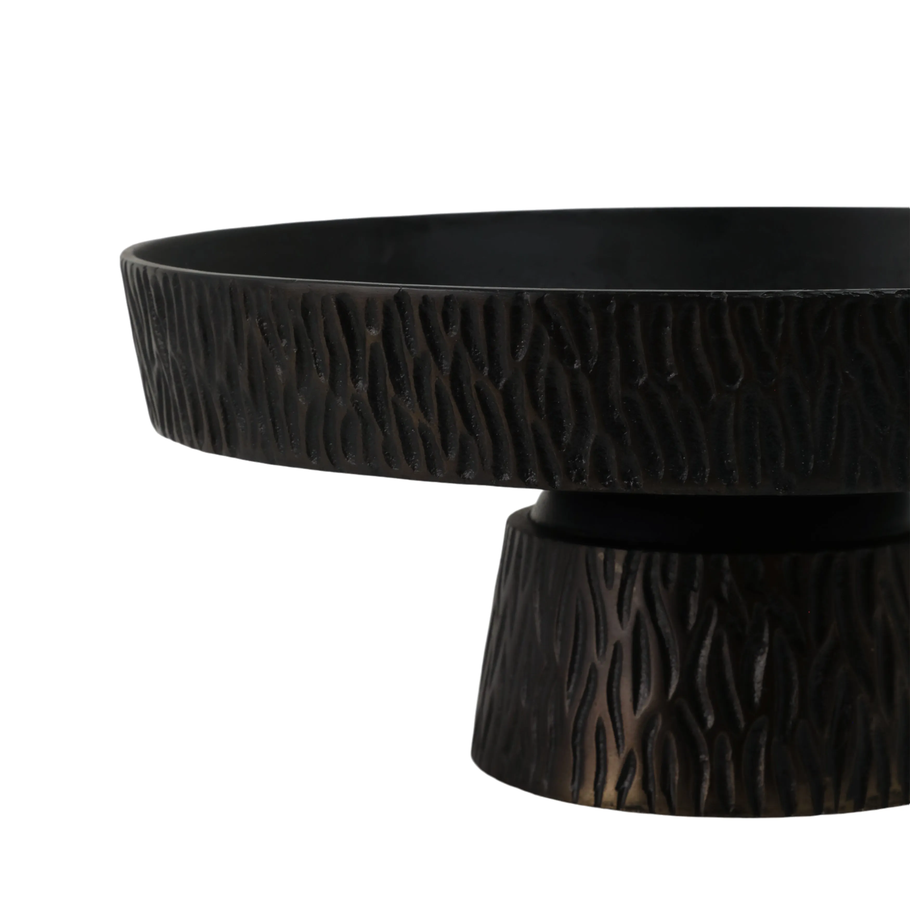 14" Cali Metal Pedestal Tray, Black