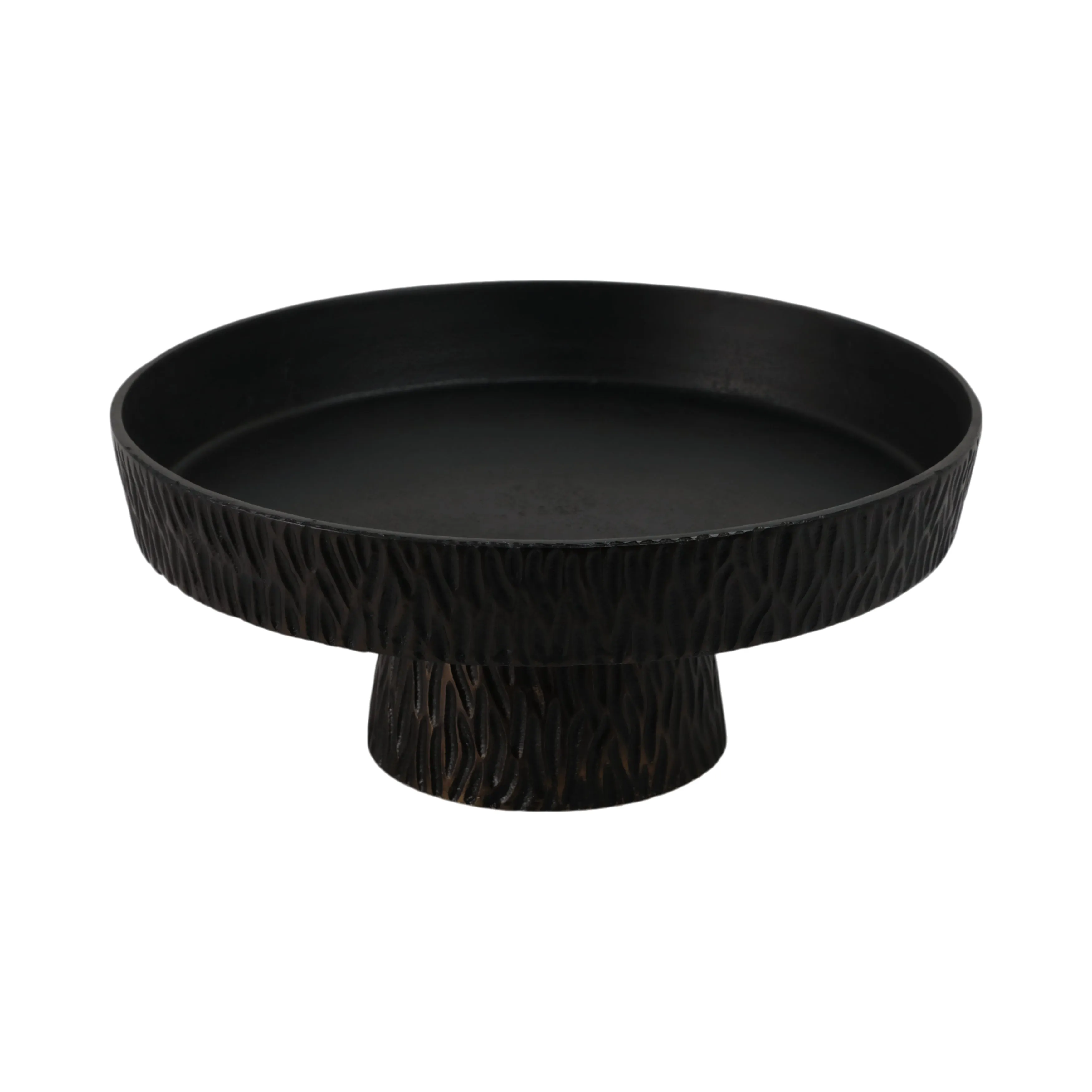 14" Cali Metal Pedestal Tray, Black