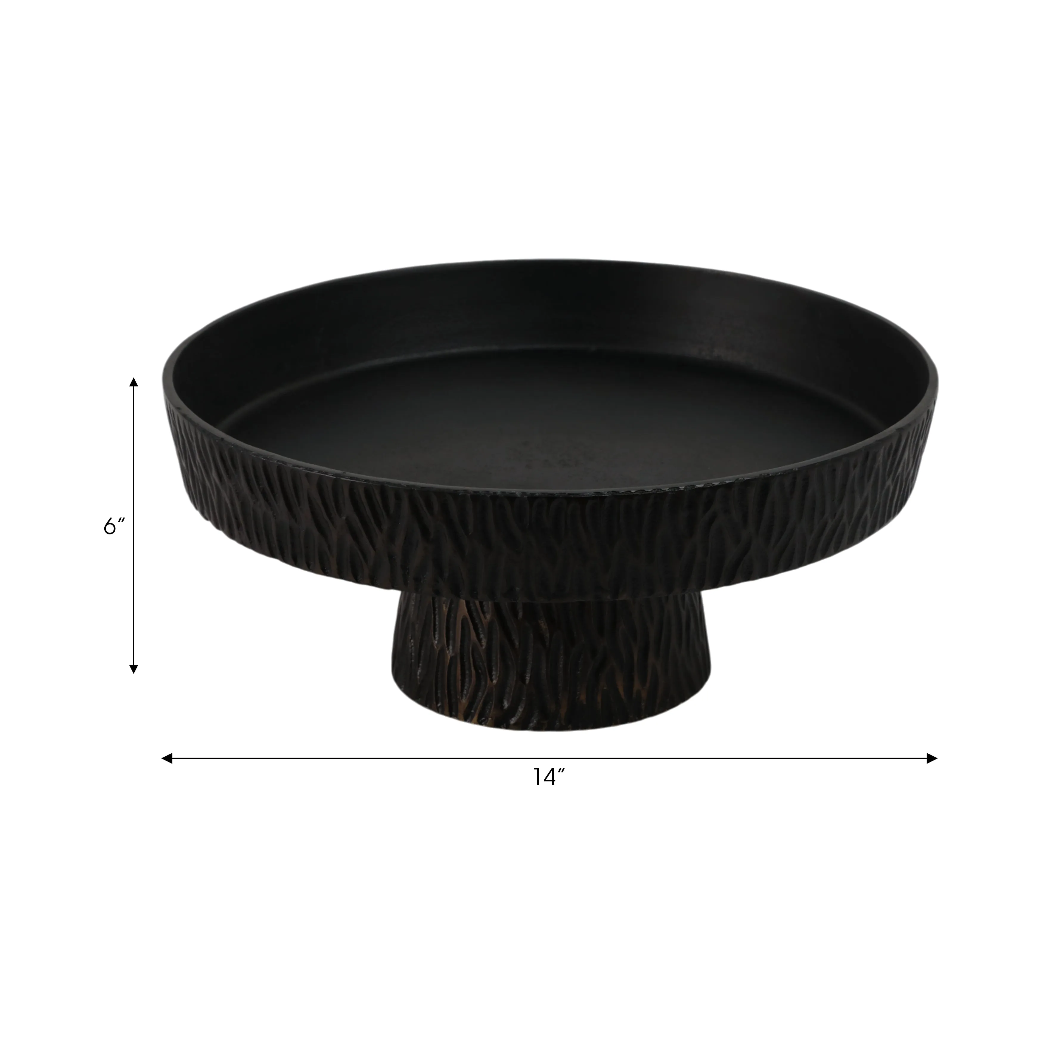 14" Cali Metal Pedestal Tray, Black