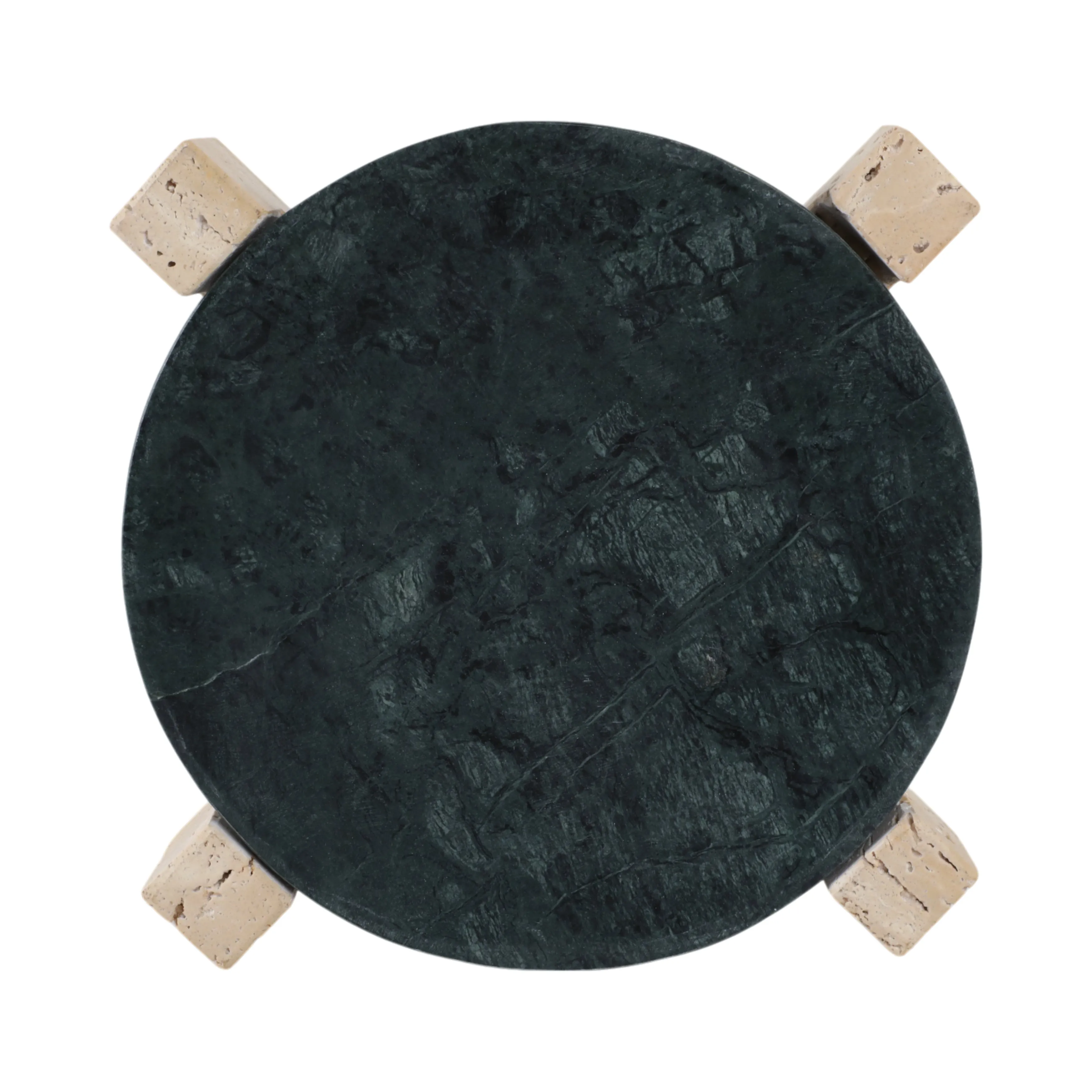 15" Archer Large Green Marble And Travertine Tray