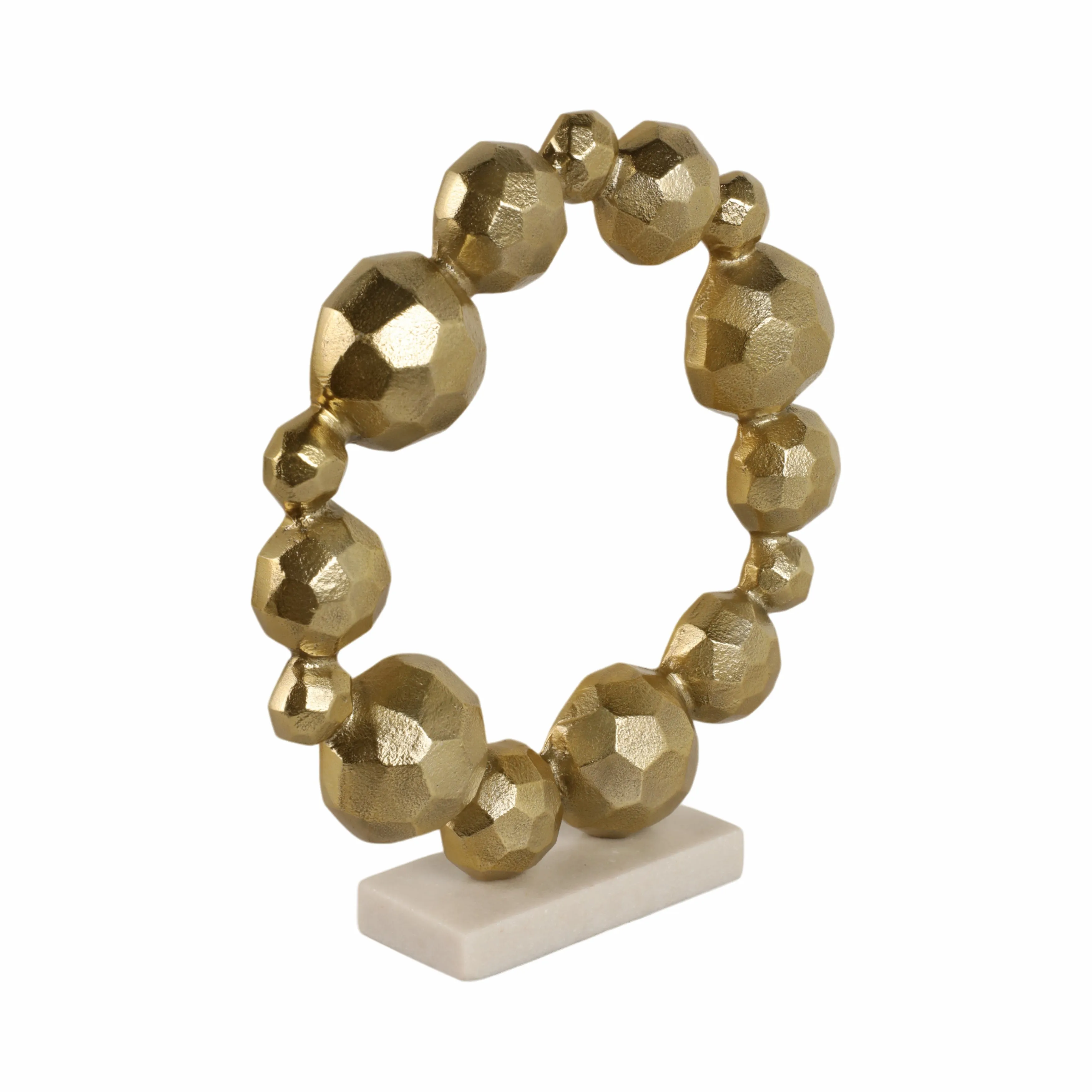 15" Ring Of Orbs On Marble Base, Gold/white