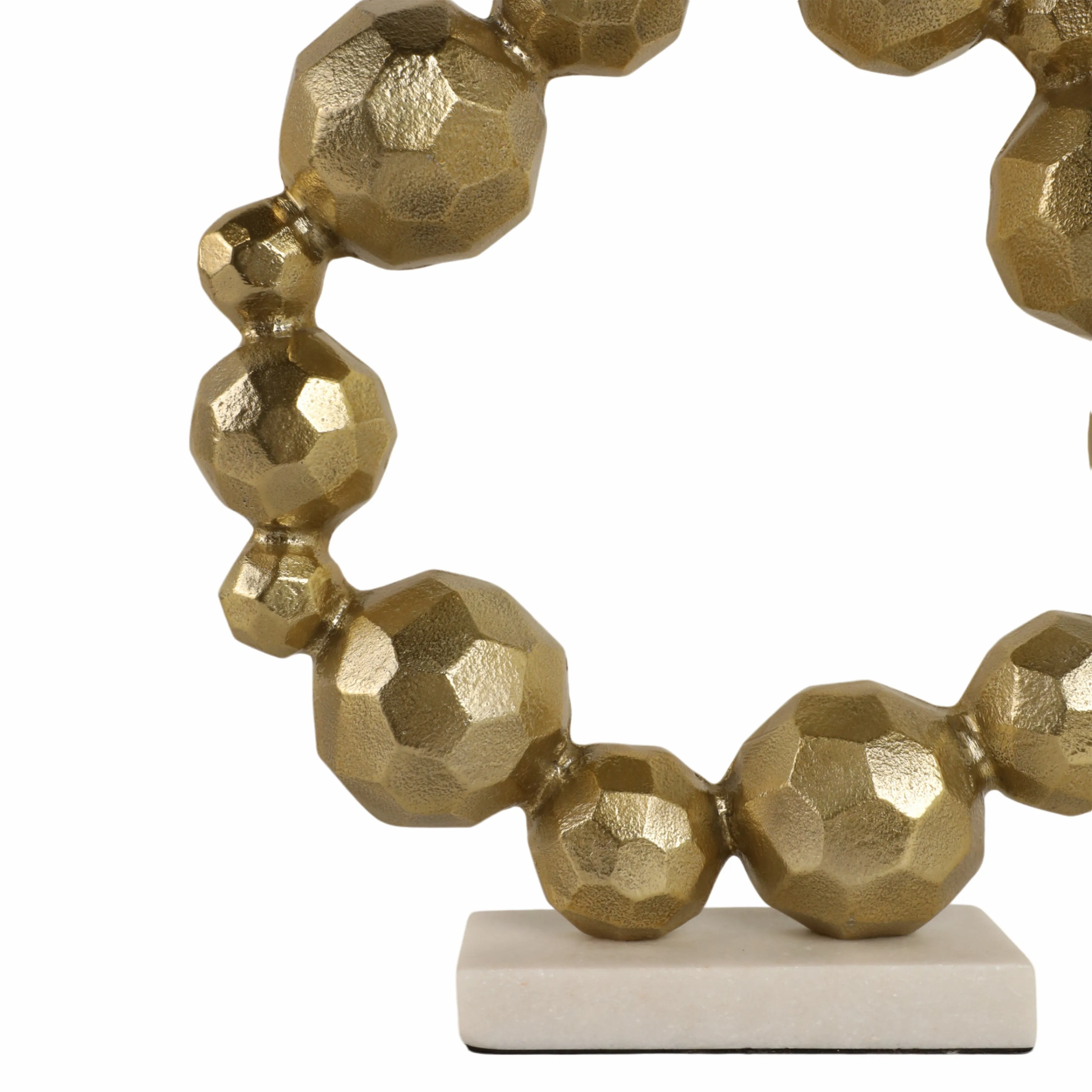 15" Ring Of Orbs On Marble Base, Gold/white
