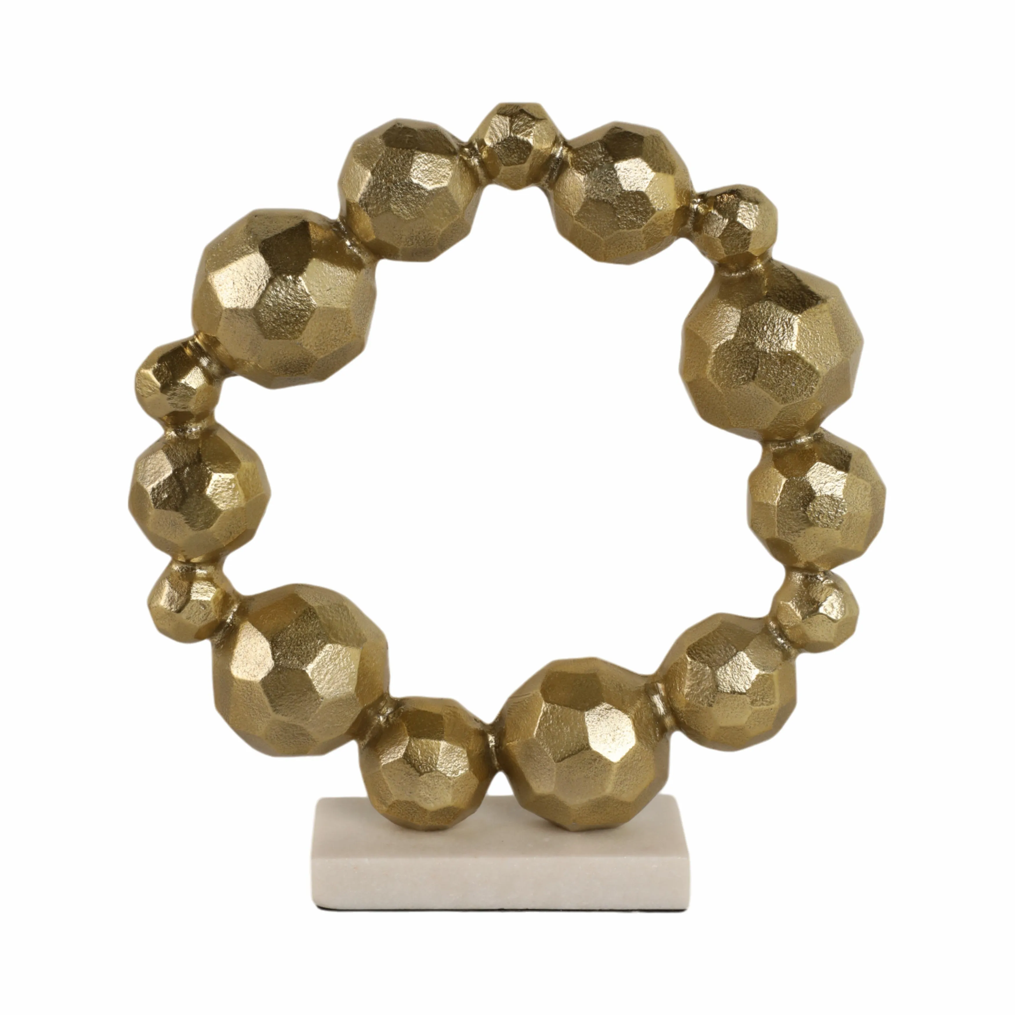 15" Ring Of Orbs On Marble Base, Gold/white