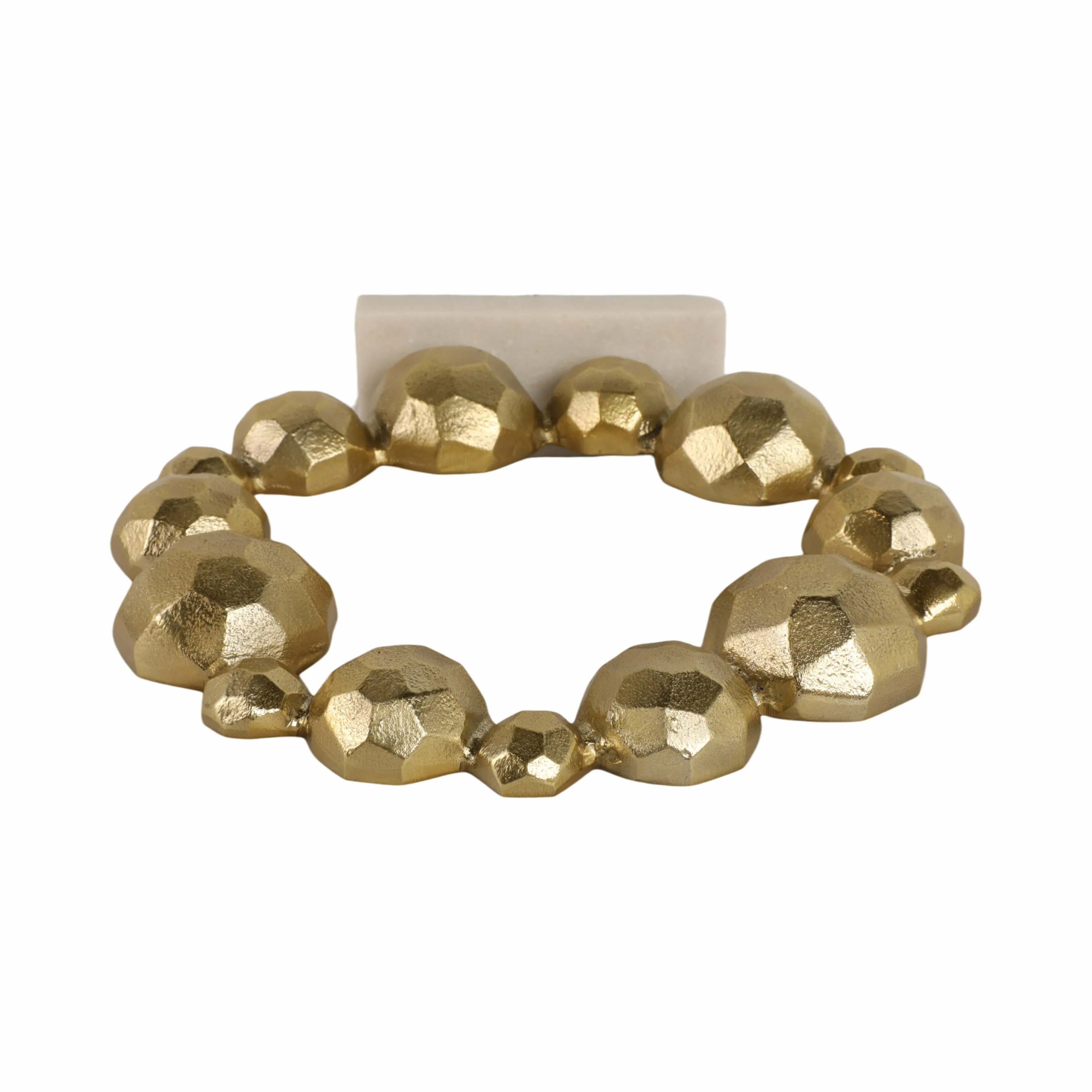 15" Ring Of Orbs On Marble Base, Gold/white