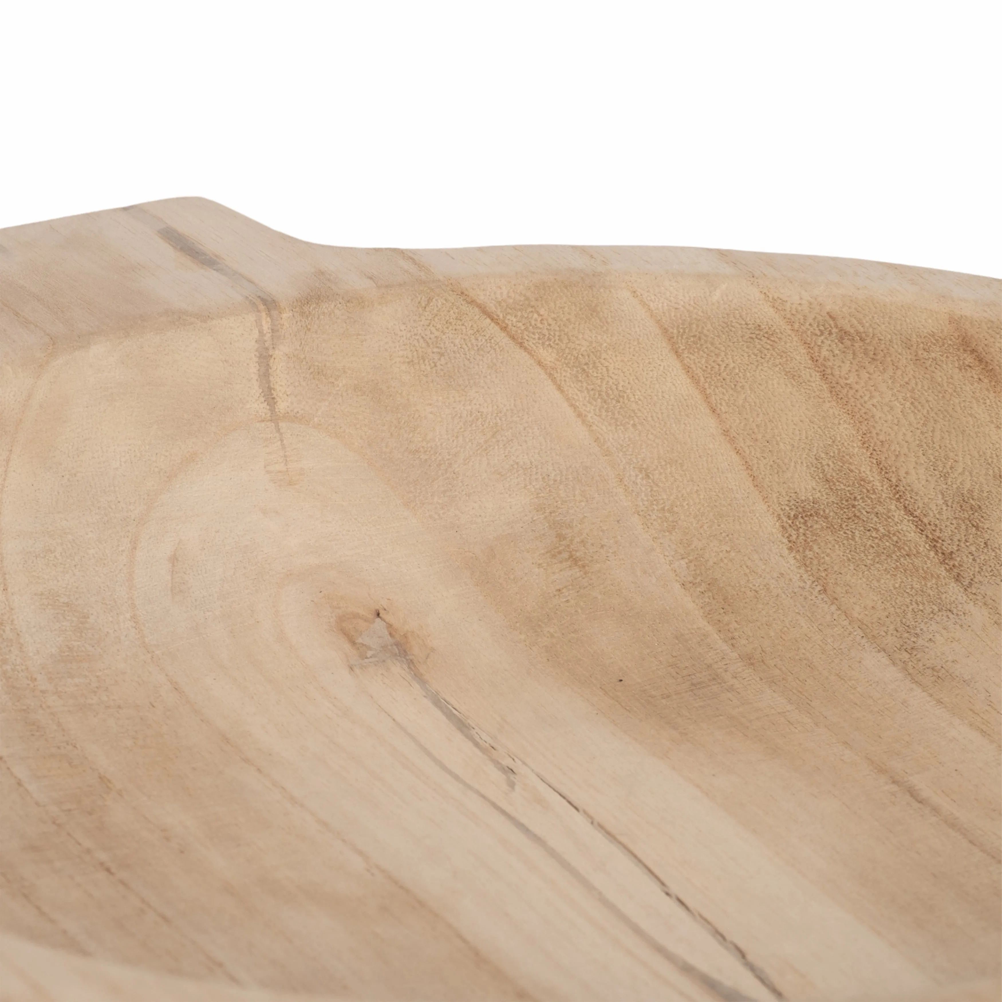 16" Round Wood Bowl With Handles, Natural