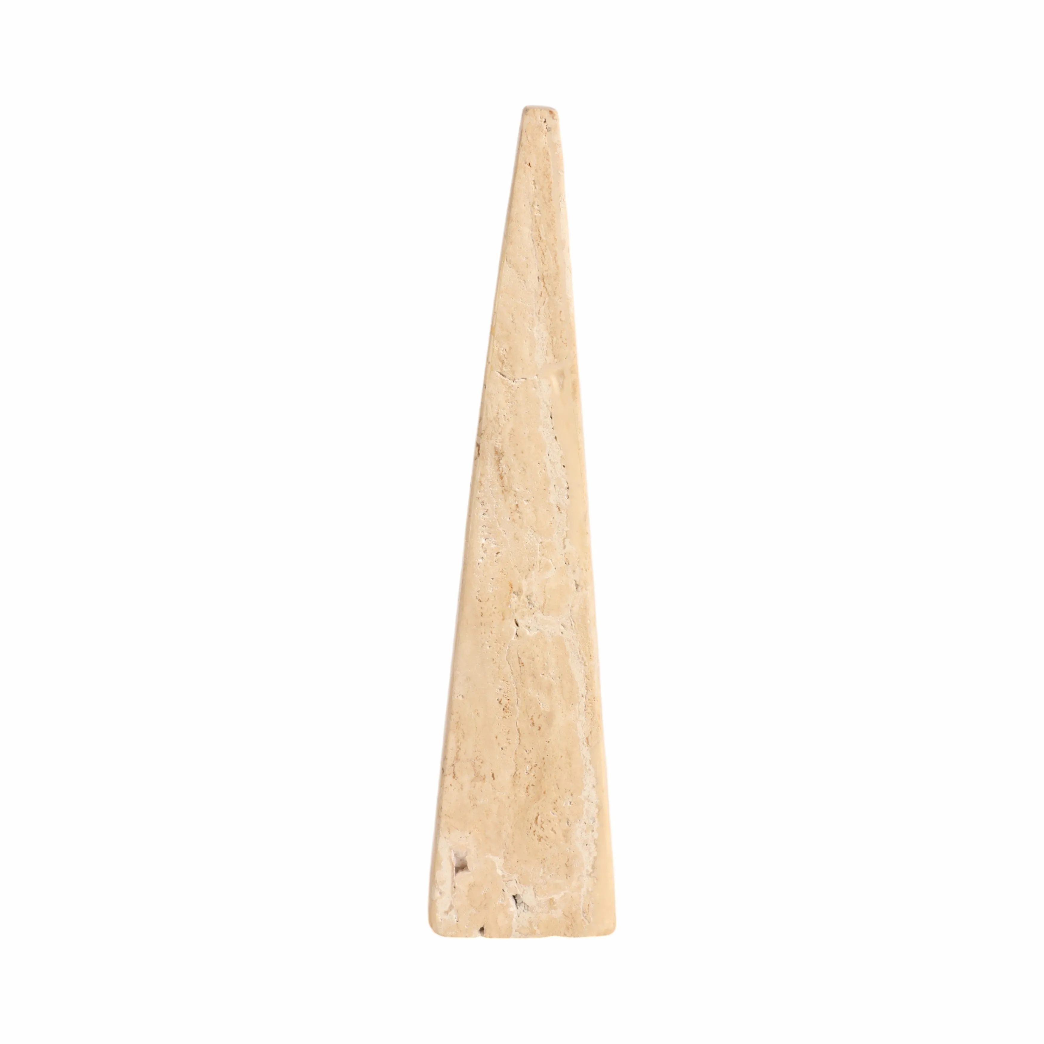 16" Travertine Obelisk, Tan