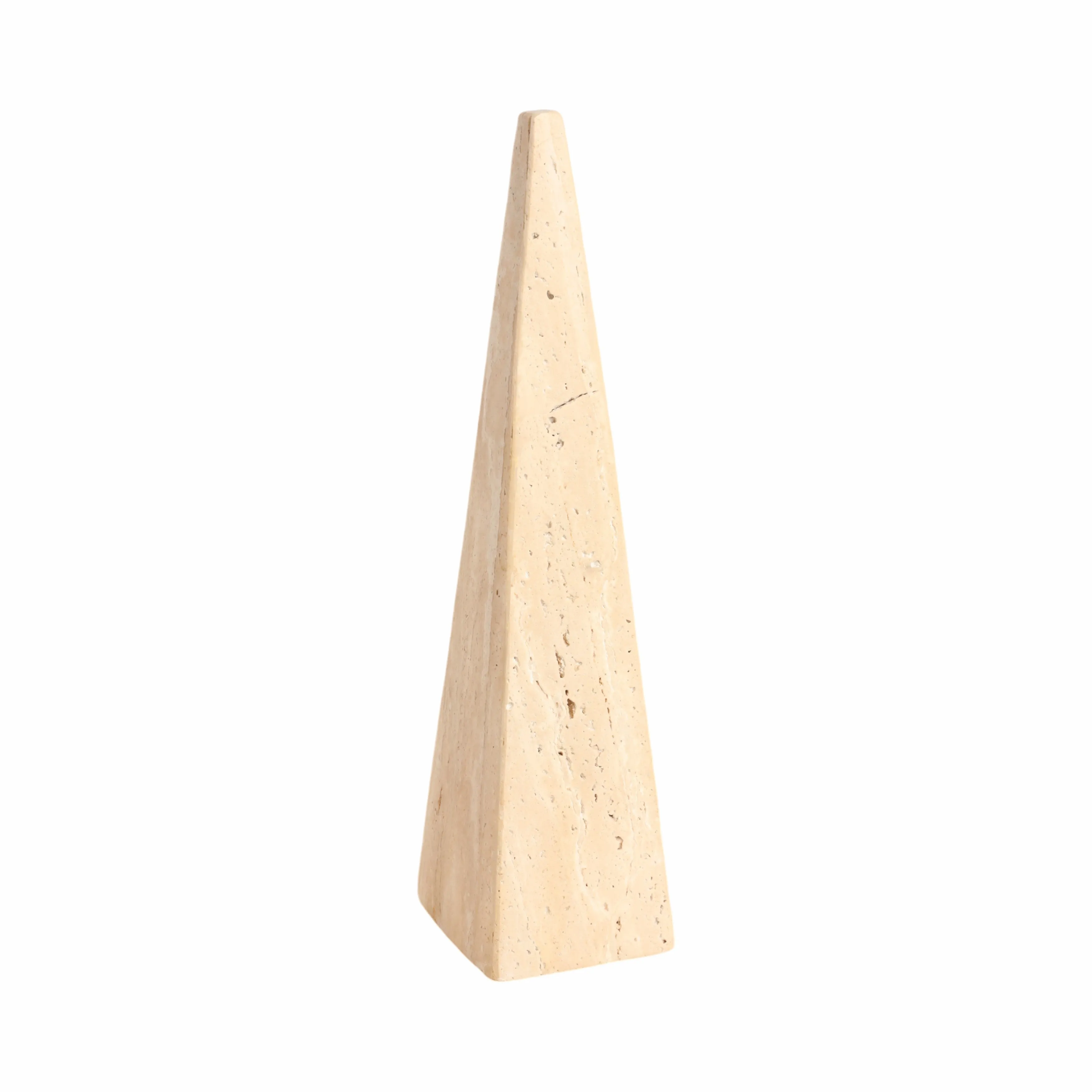 16" Travertine Obelisk, Tan