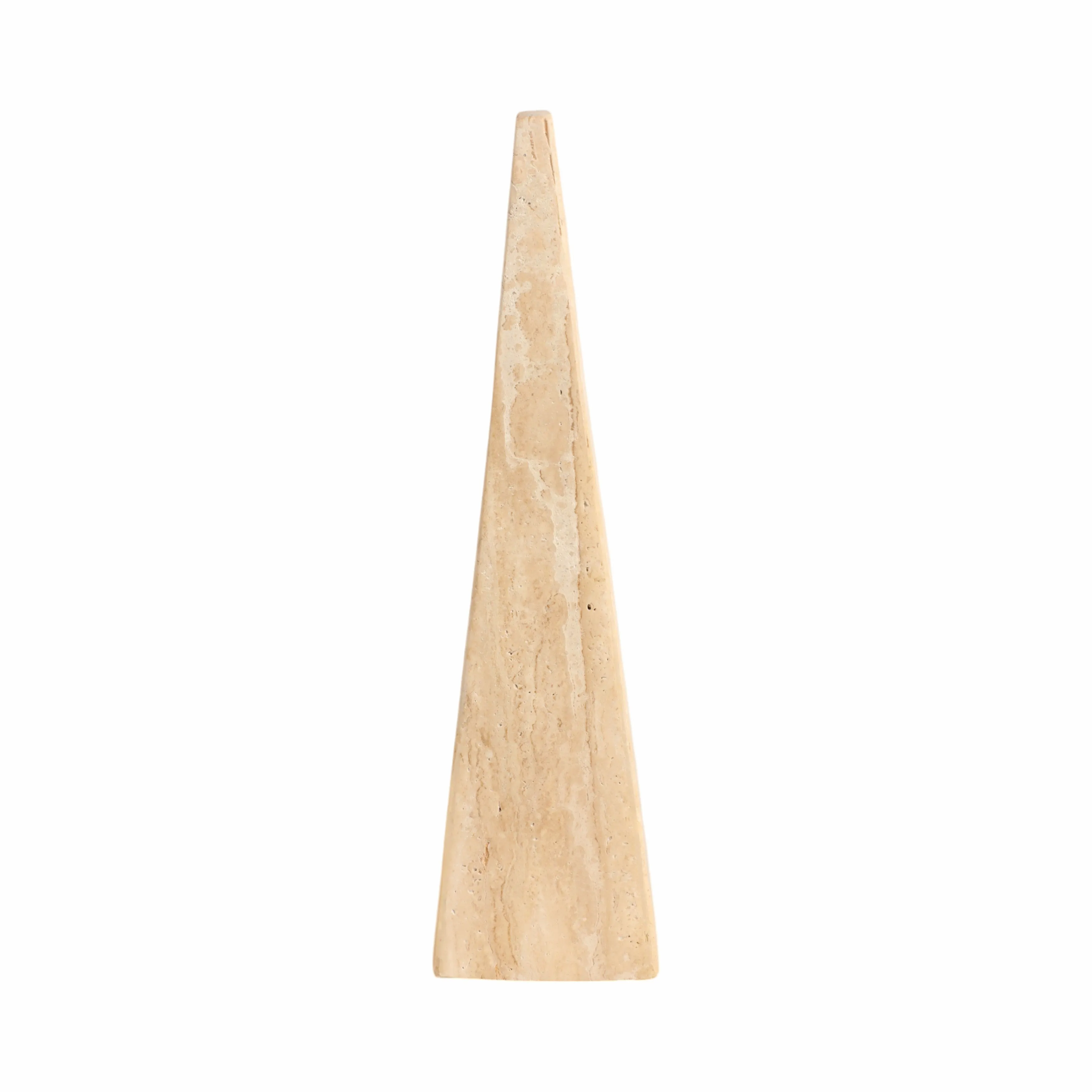 16" Travertine Obelisk, Tan