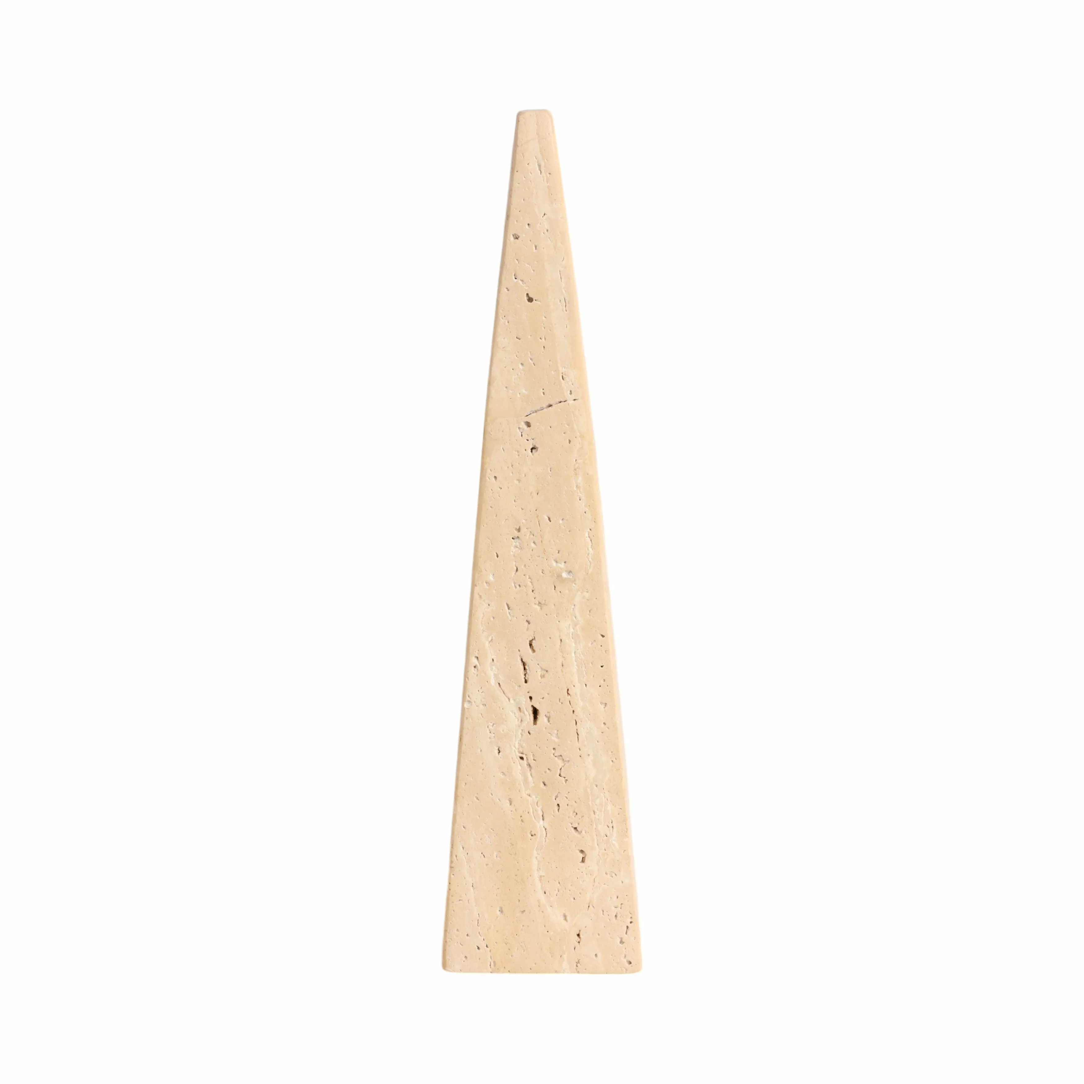 16" Travertine Obelisk, Tan