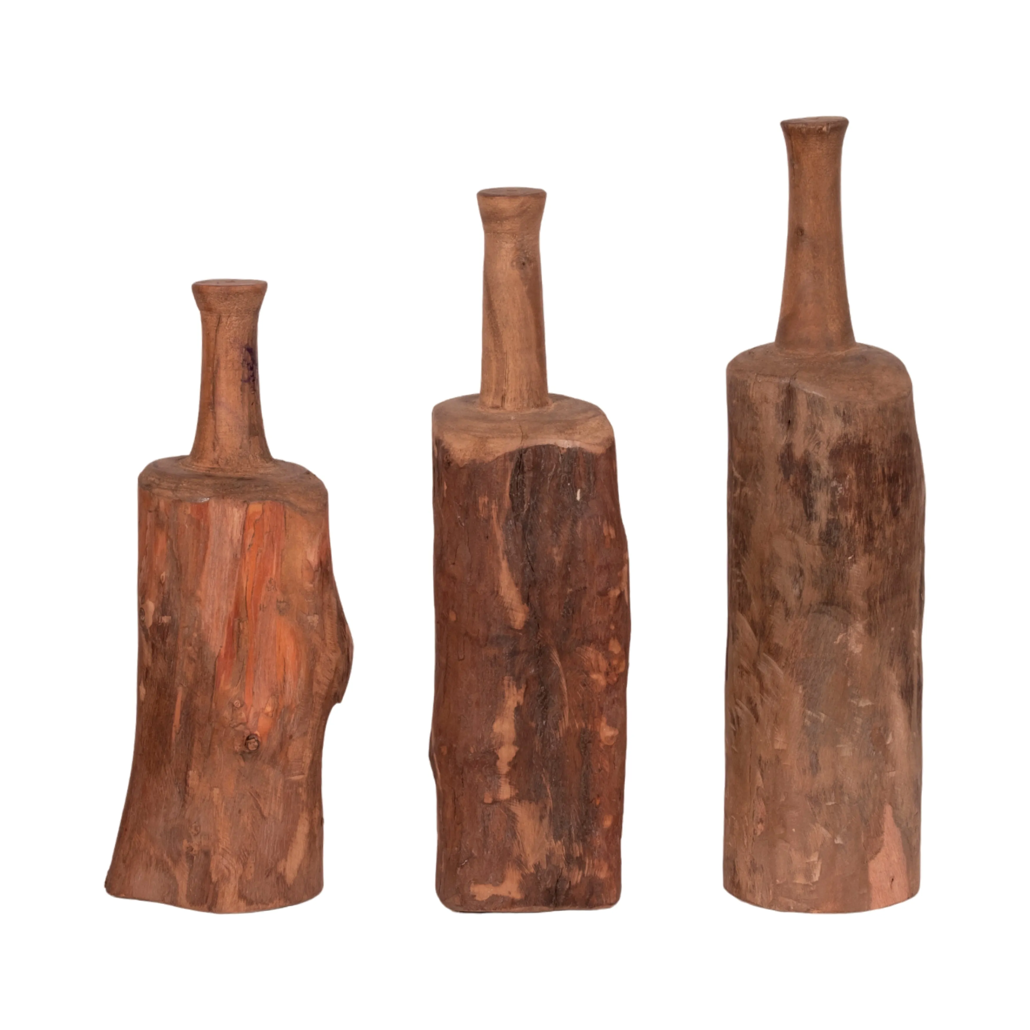 18" Reclaimed Wood Bottle Object, Brown