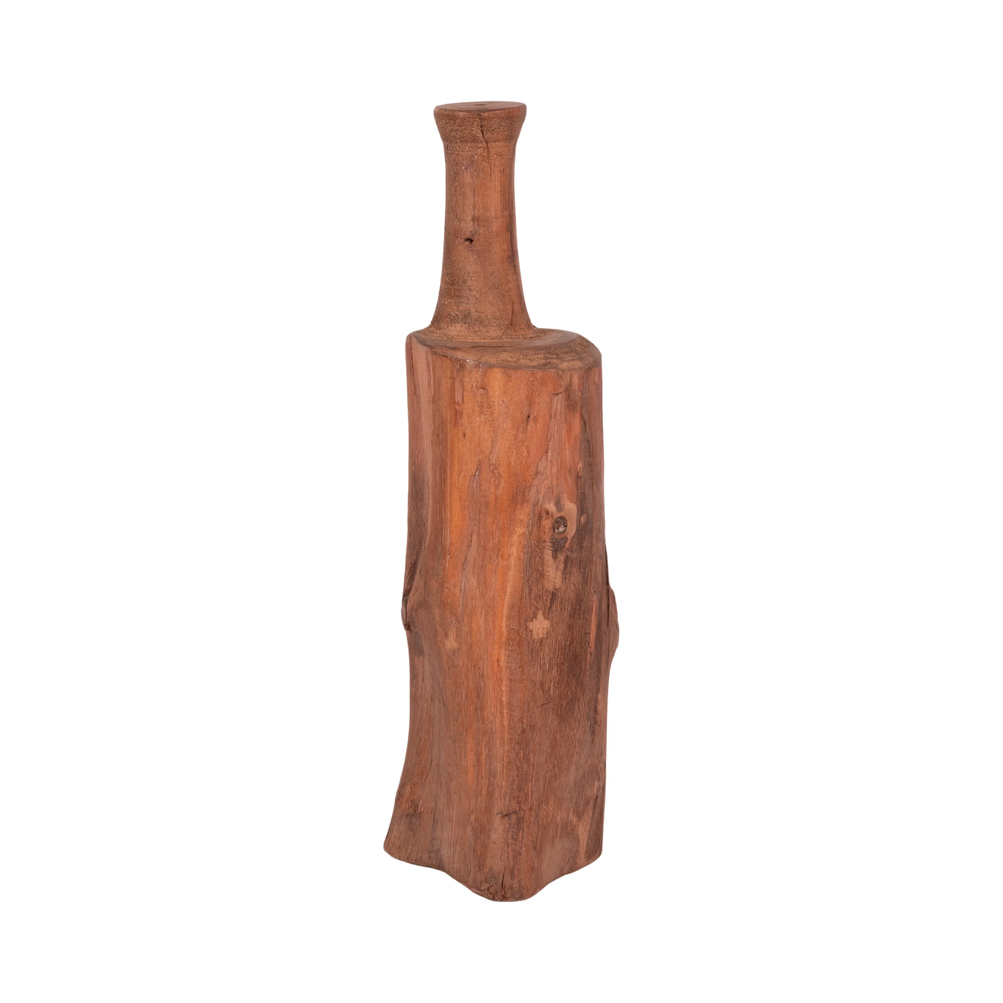 18" Reclaimed Wood Bottle Object, Brown