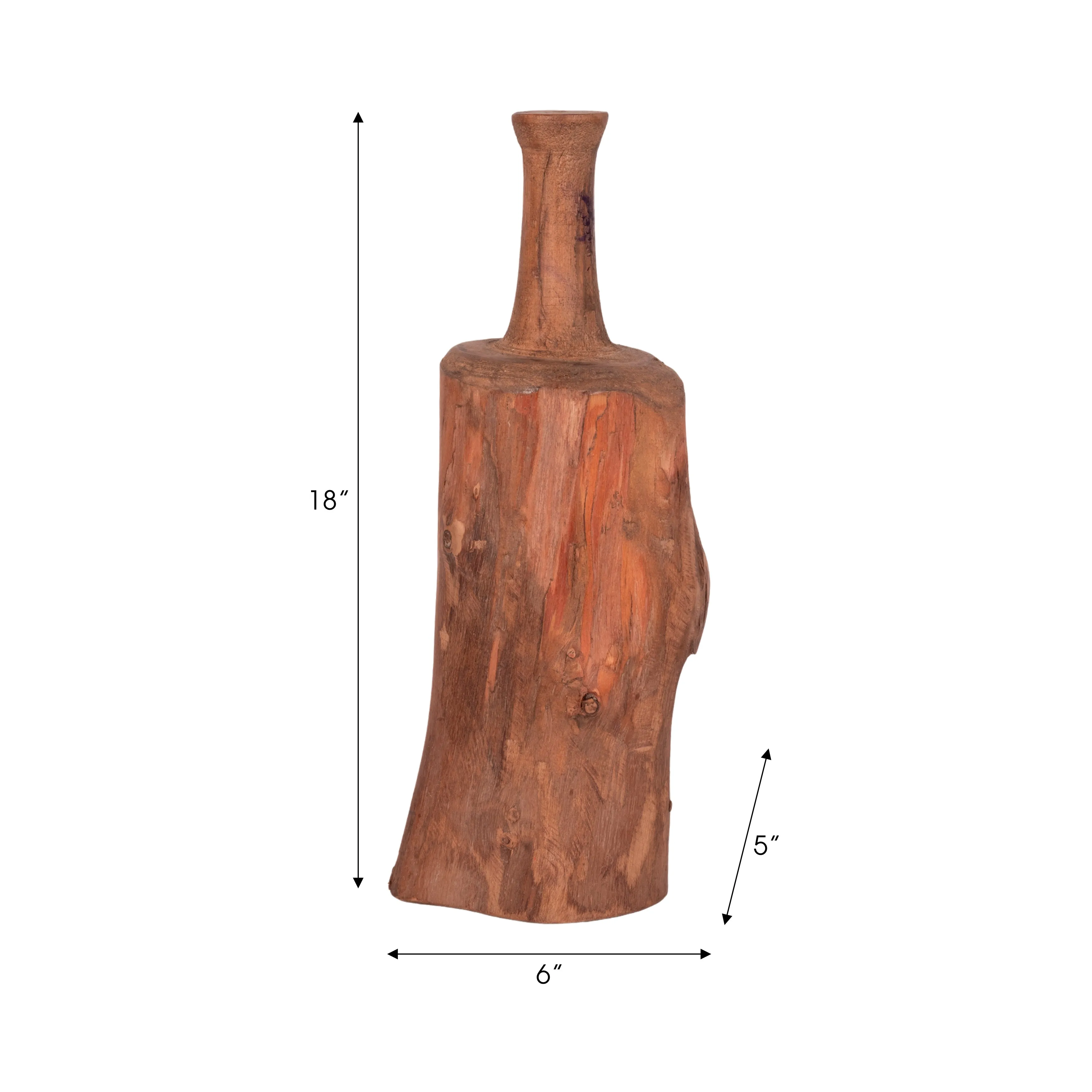 18" Reclaimed Wood Bottle Object, Brown