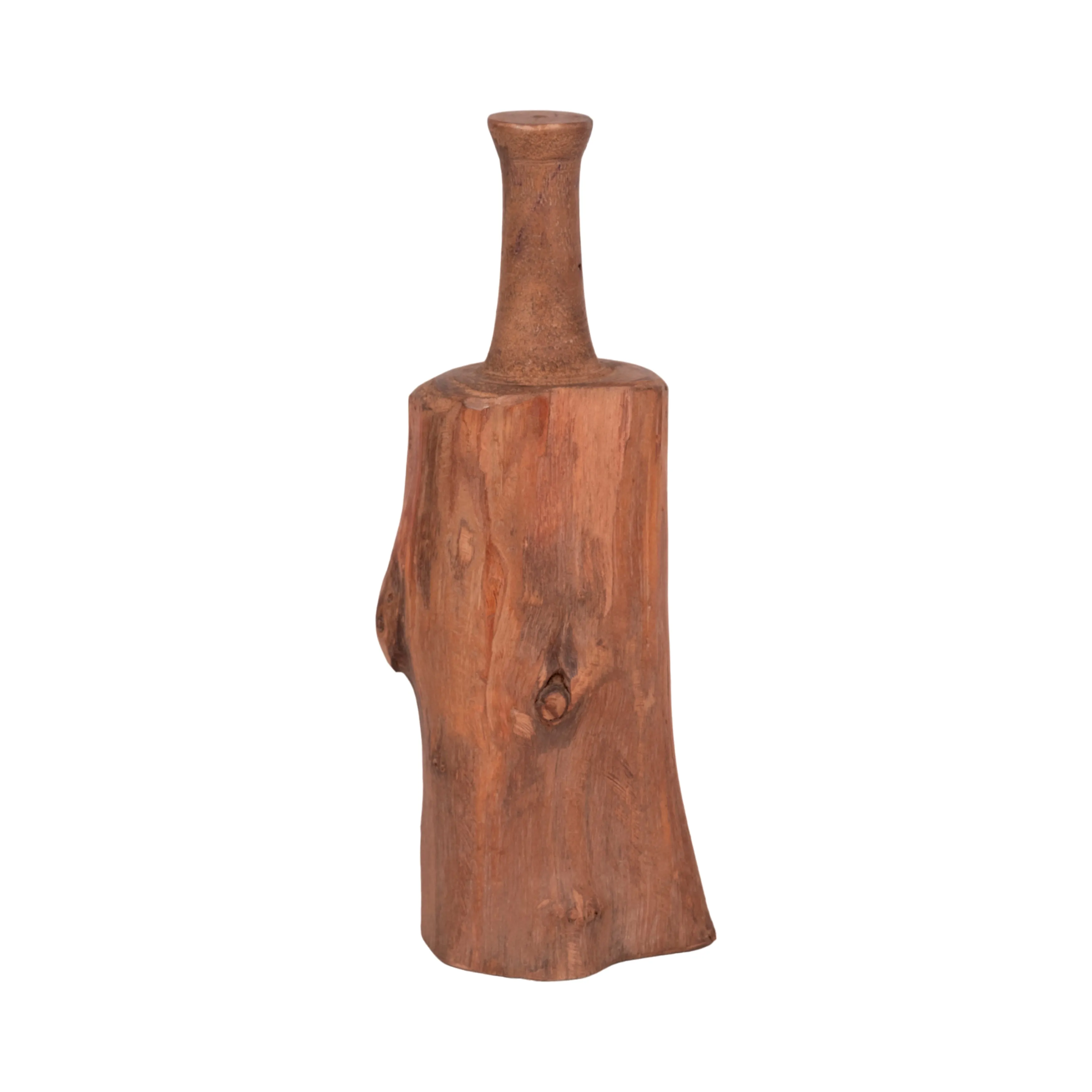 18" Reclaimed Wood Bottle Object, Brown