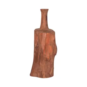 18" Reclaimed Wood Bottle Object, Brown