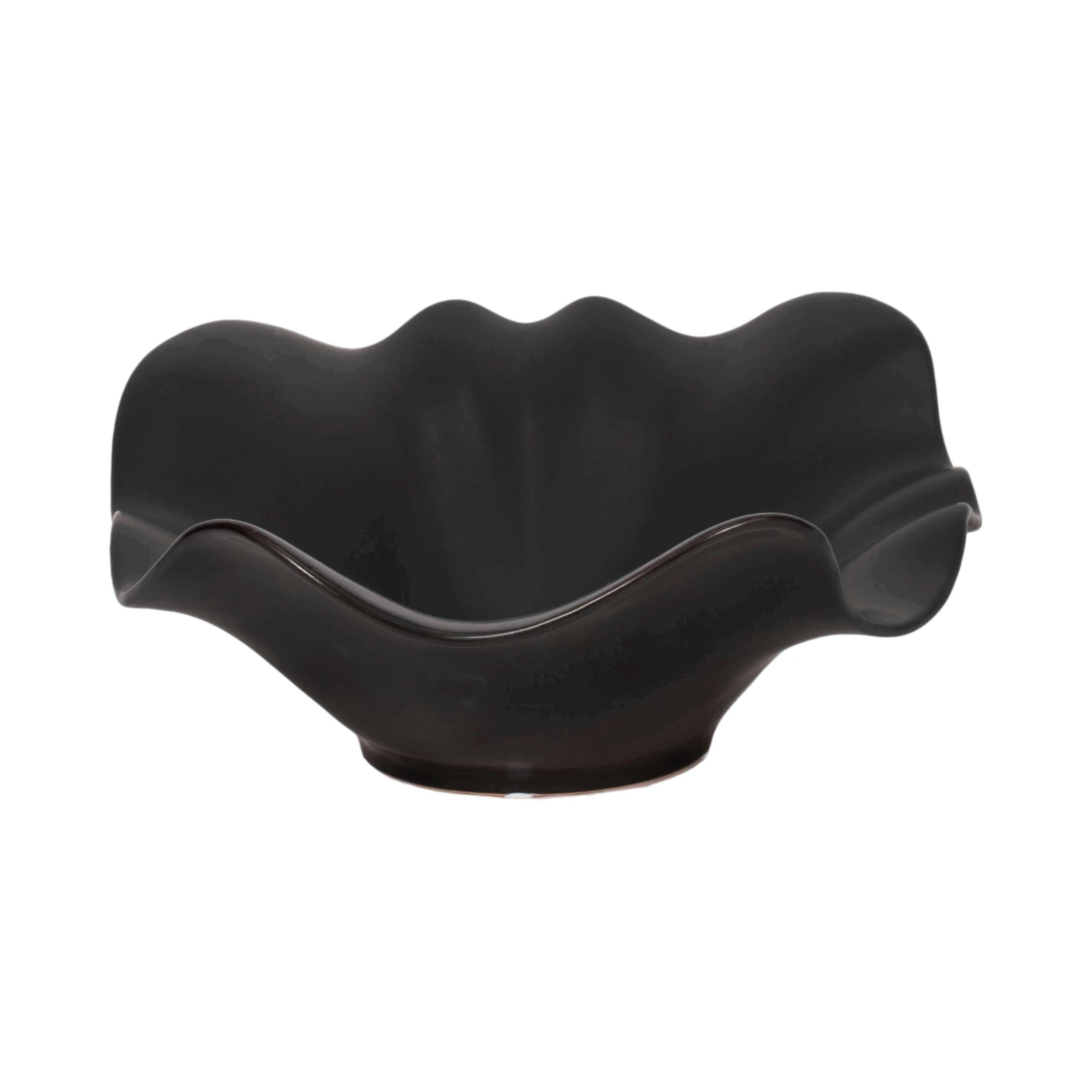 18" Ruffled Edge Bowl Matte Finish, Black