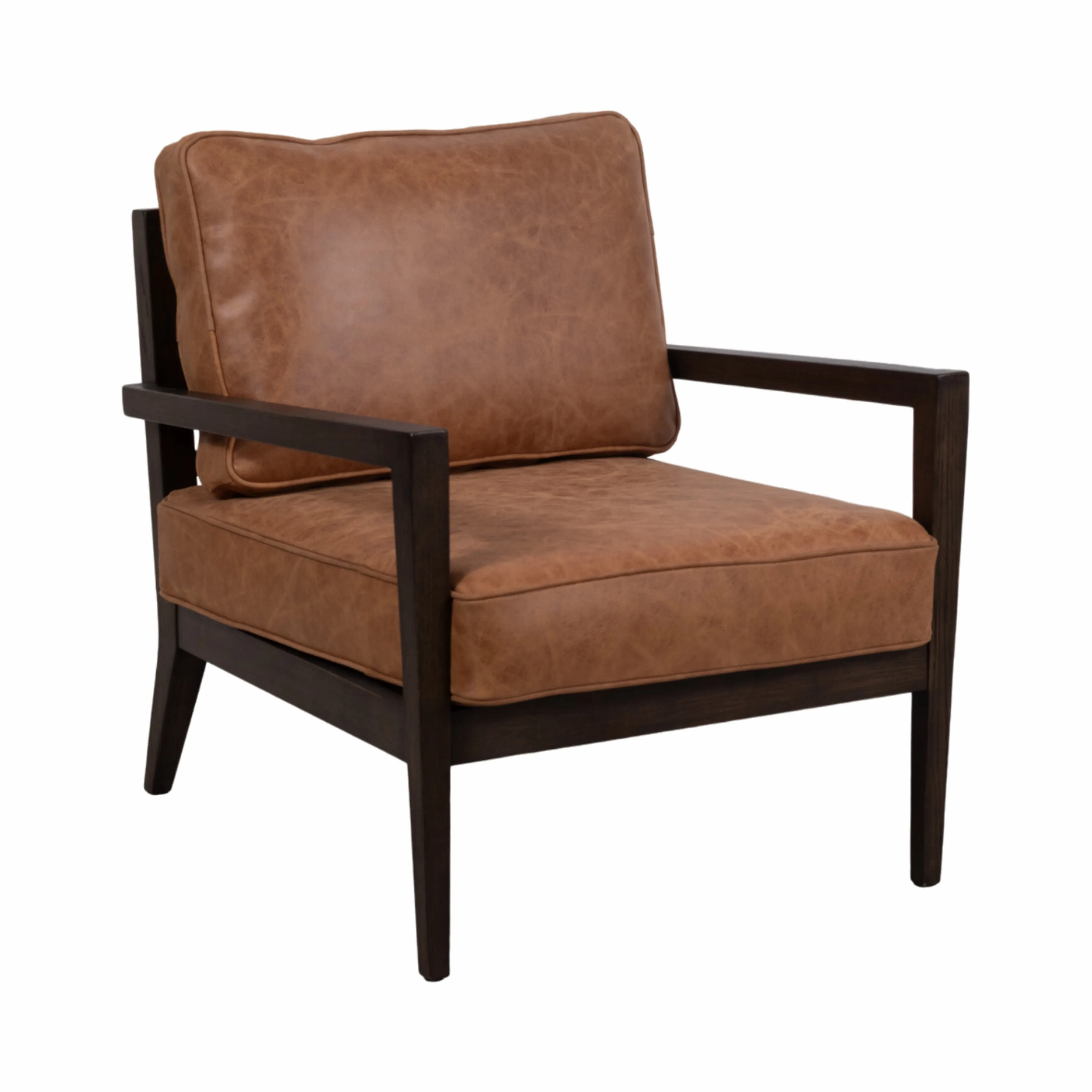 32" Sanders Suede Wood Accent Chair, Brown