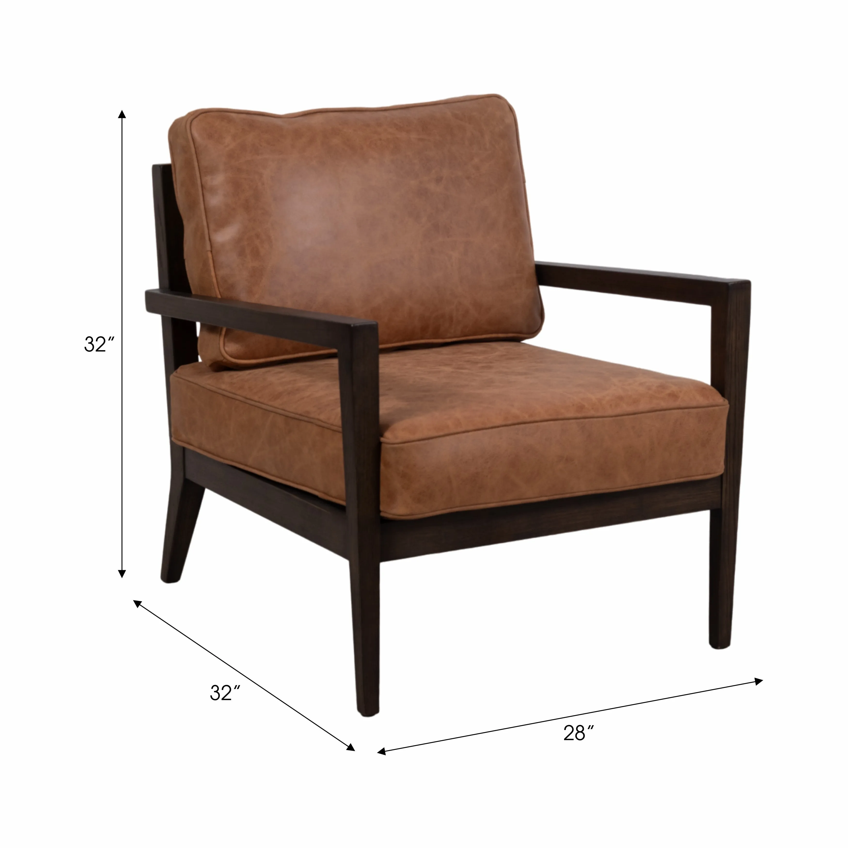 32" Sanders Suede Wood Accent Chair, Brown