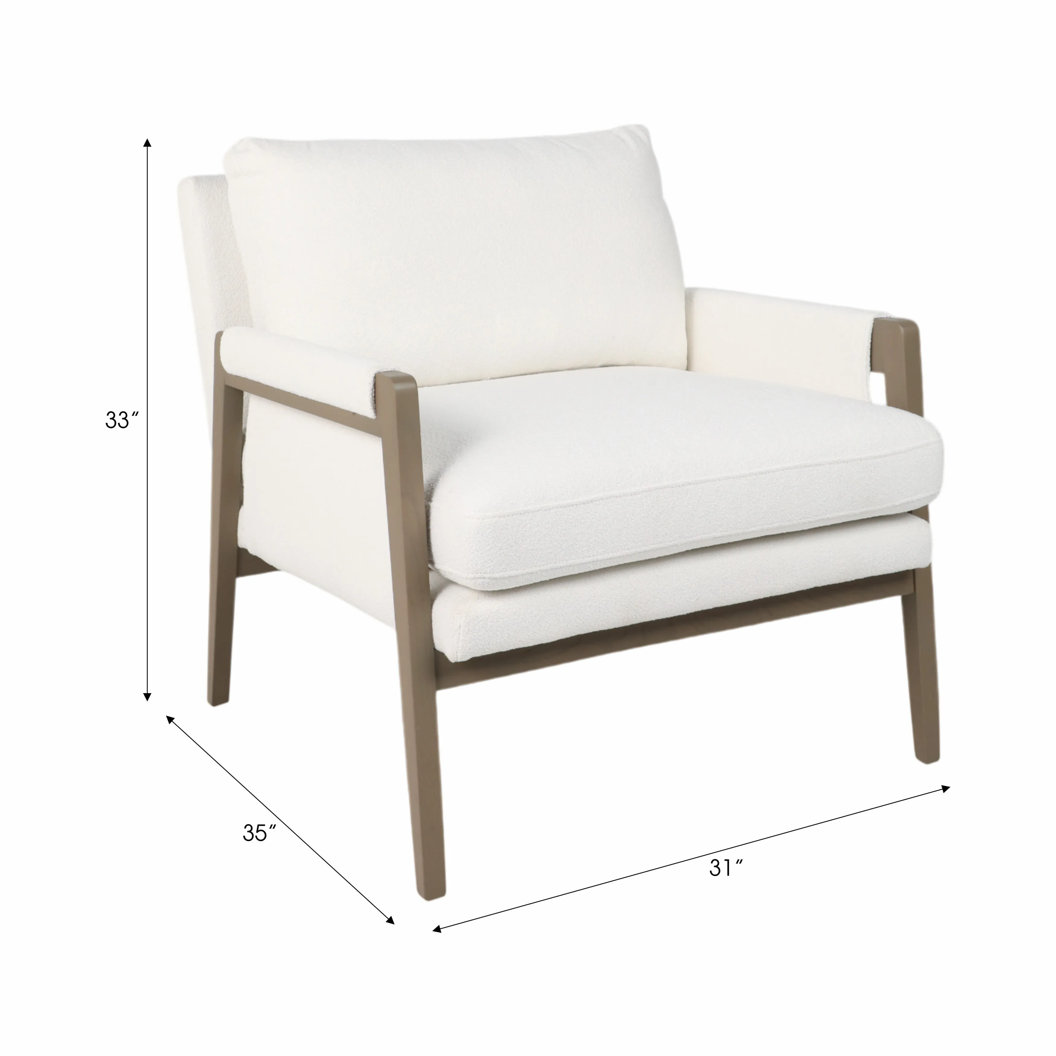 33" Alonzo Accent Chair, Ivory
