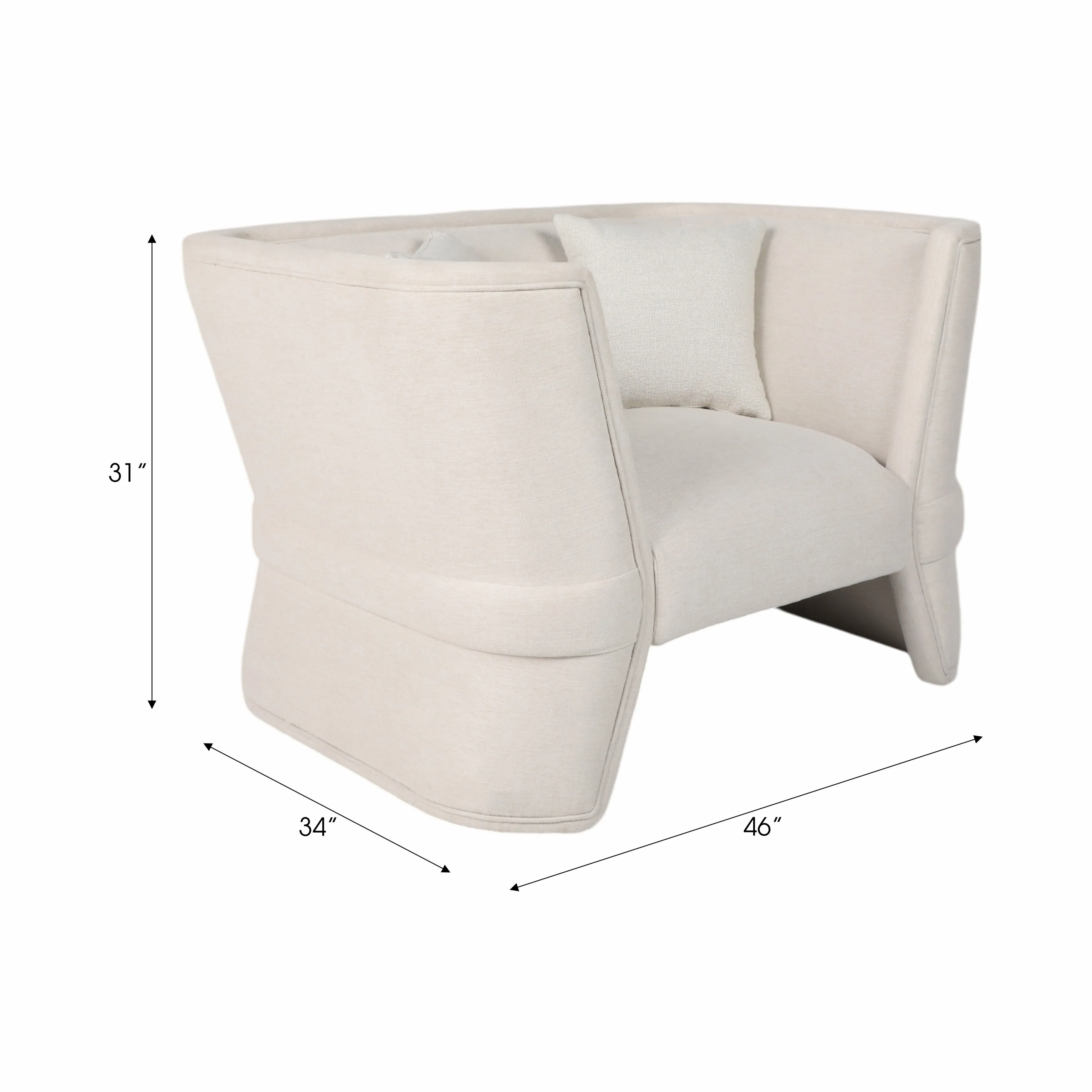 47" Preito Accent Chair, Ivory/beige