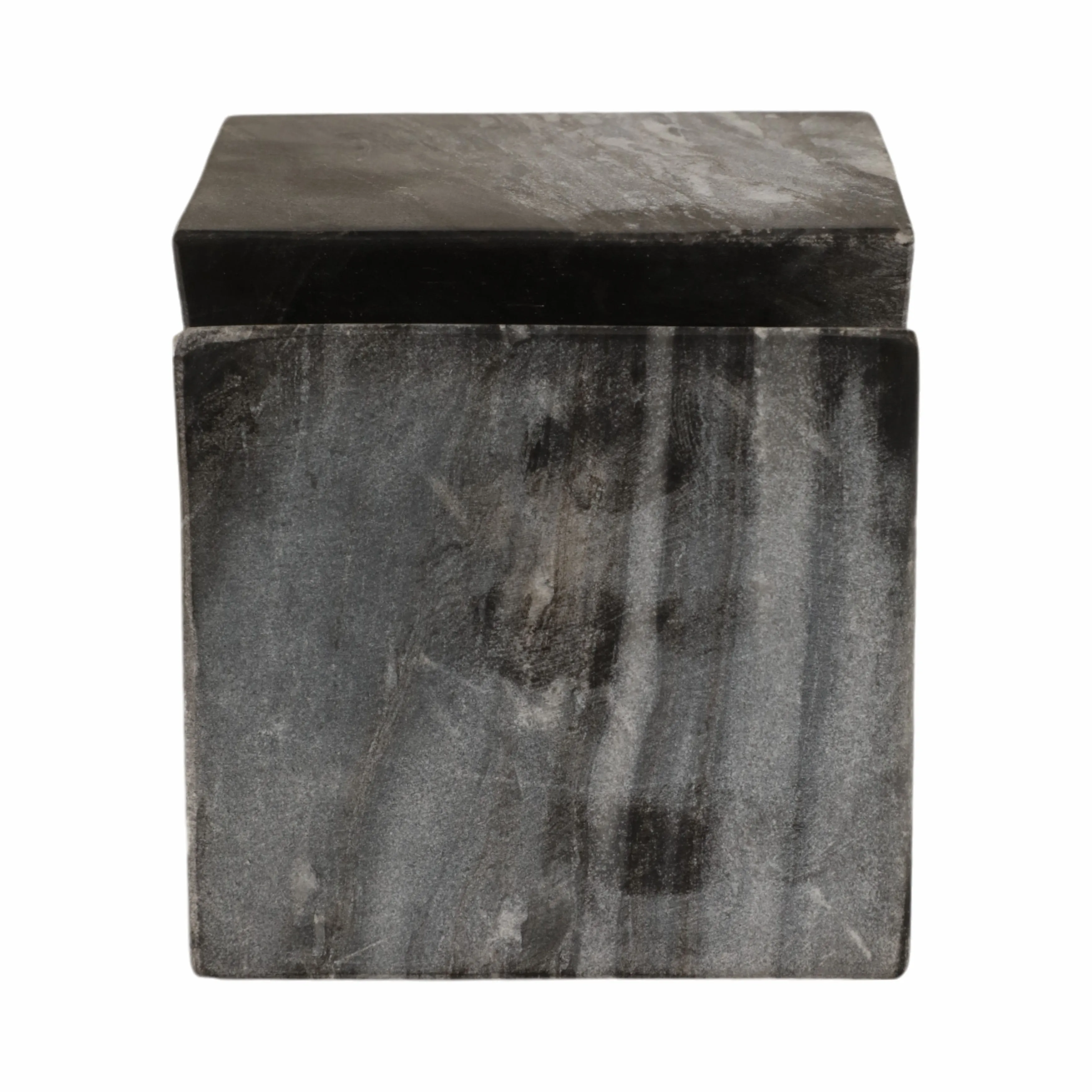4" Cut Marble Cube, Grey