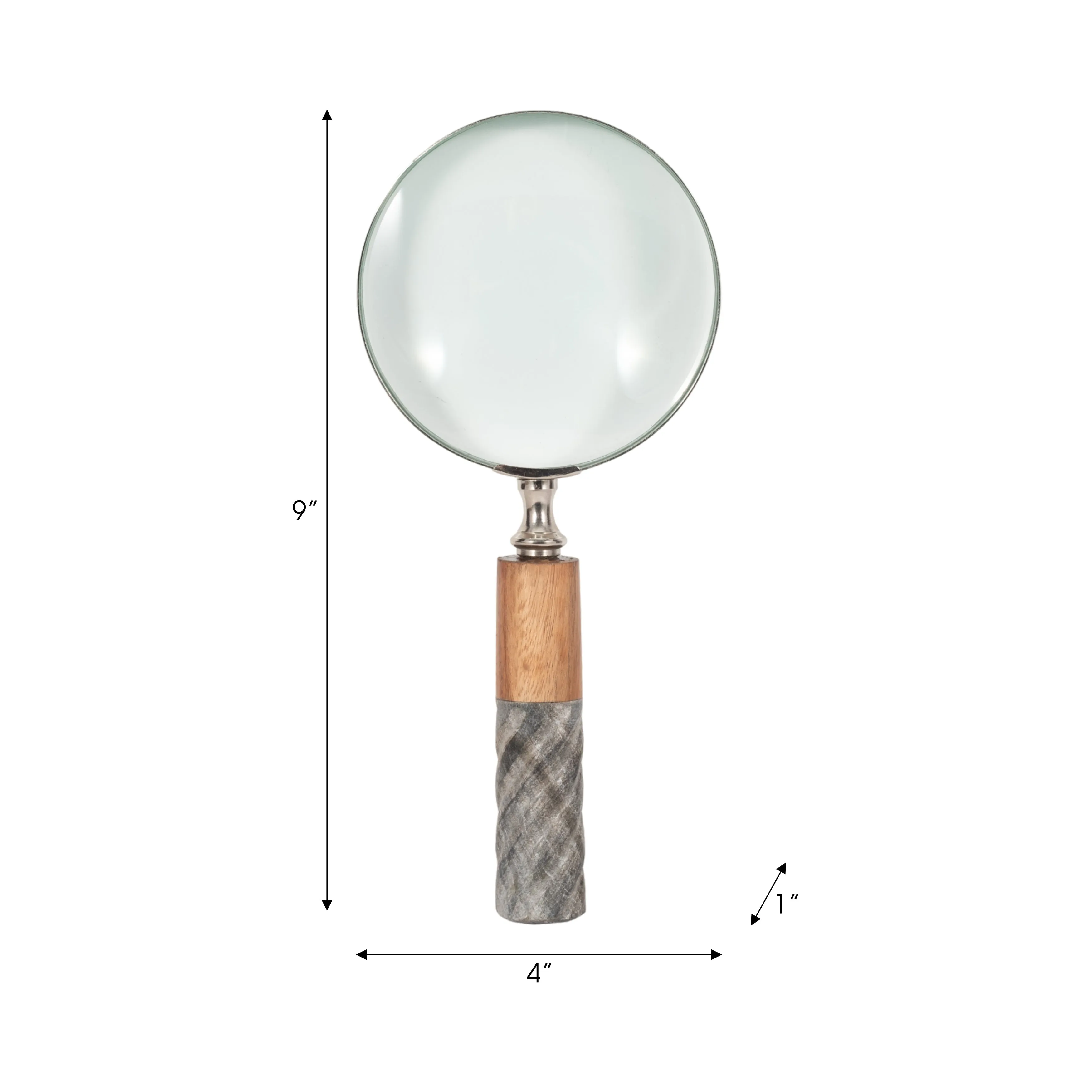 4"D MAGNIFYING GLASS IN RESIN HANDLE, 2-TONE