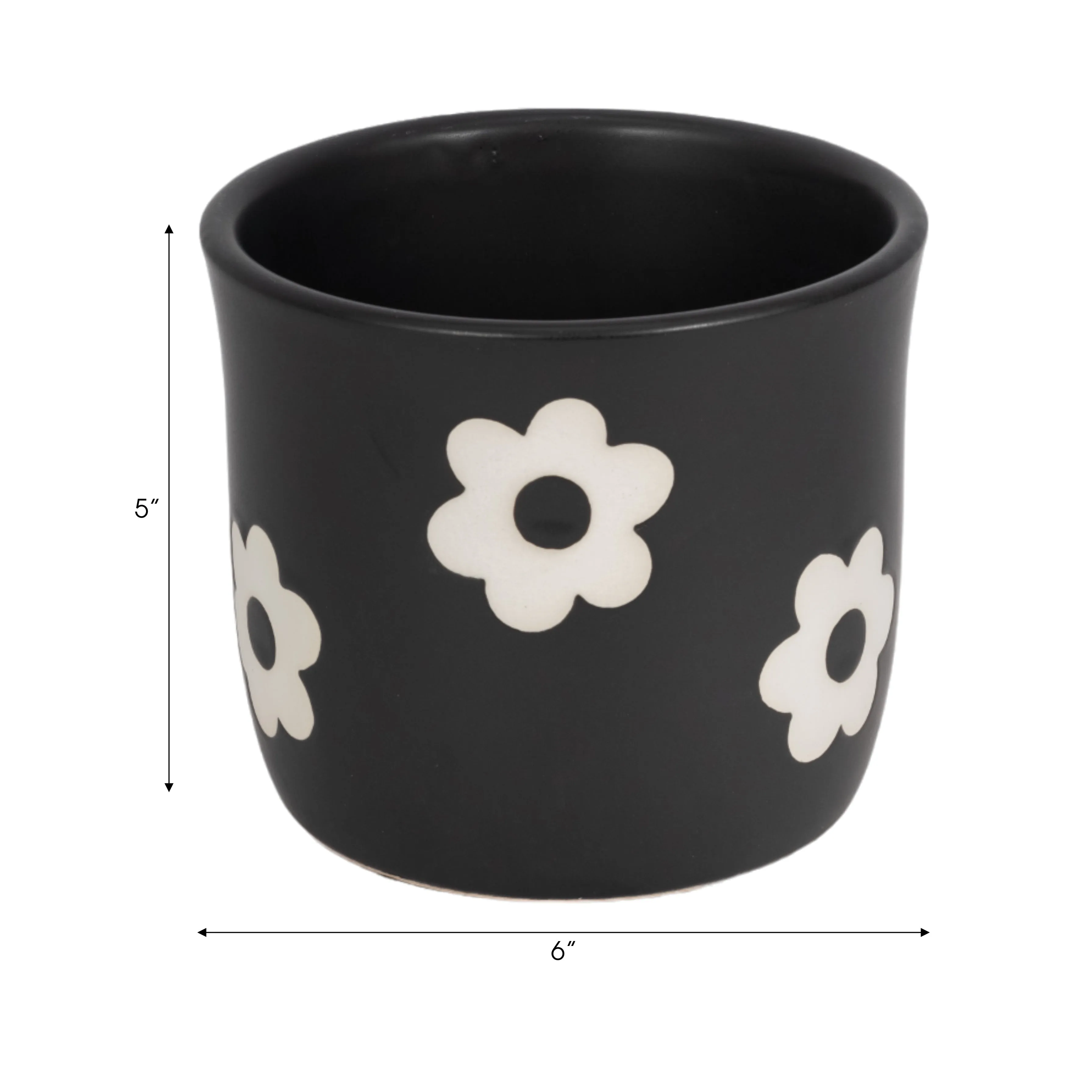 6" Flower Power Planter, Black/white