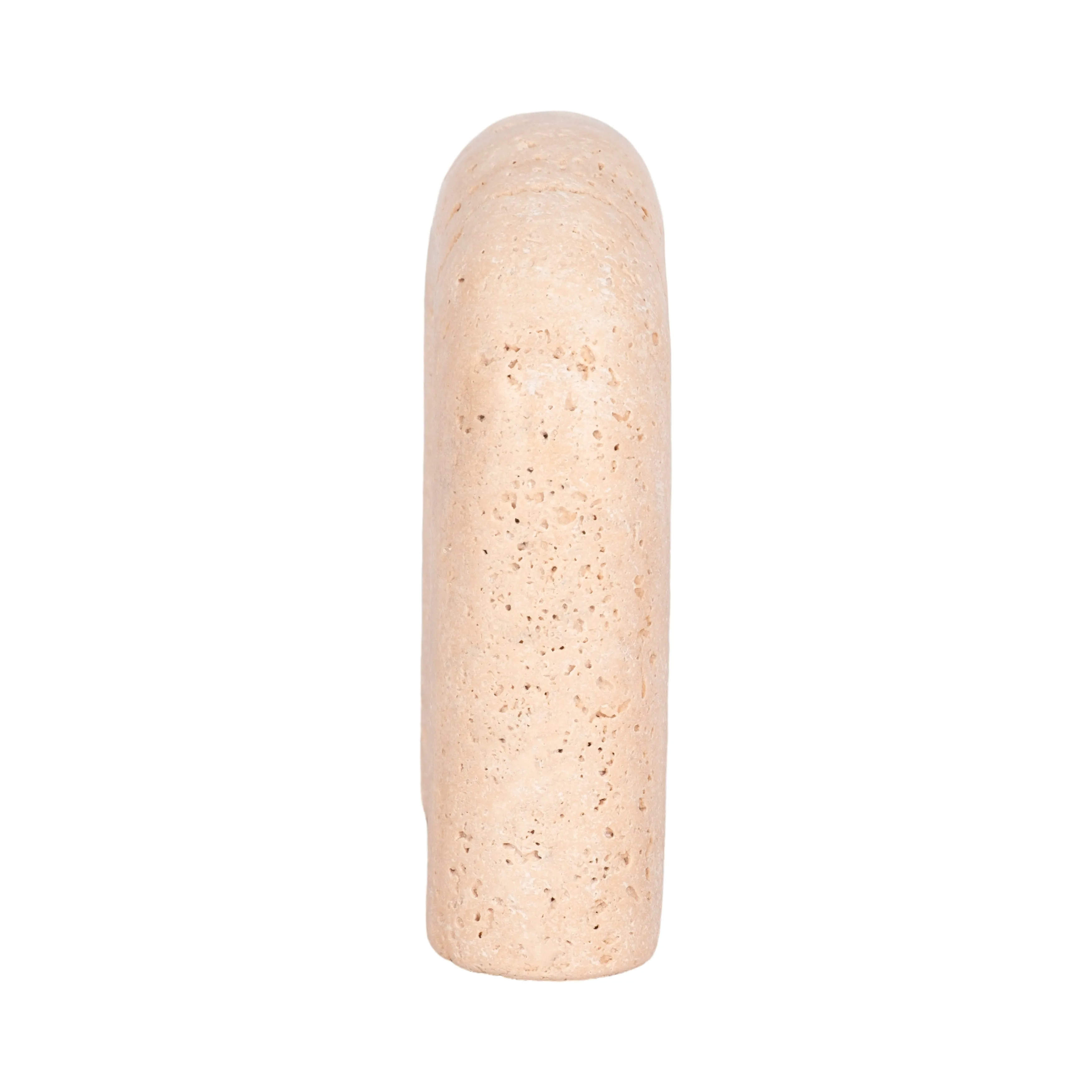 6" Rounded Travertine Arch Object, Tan