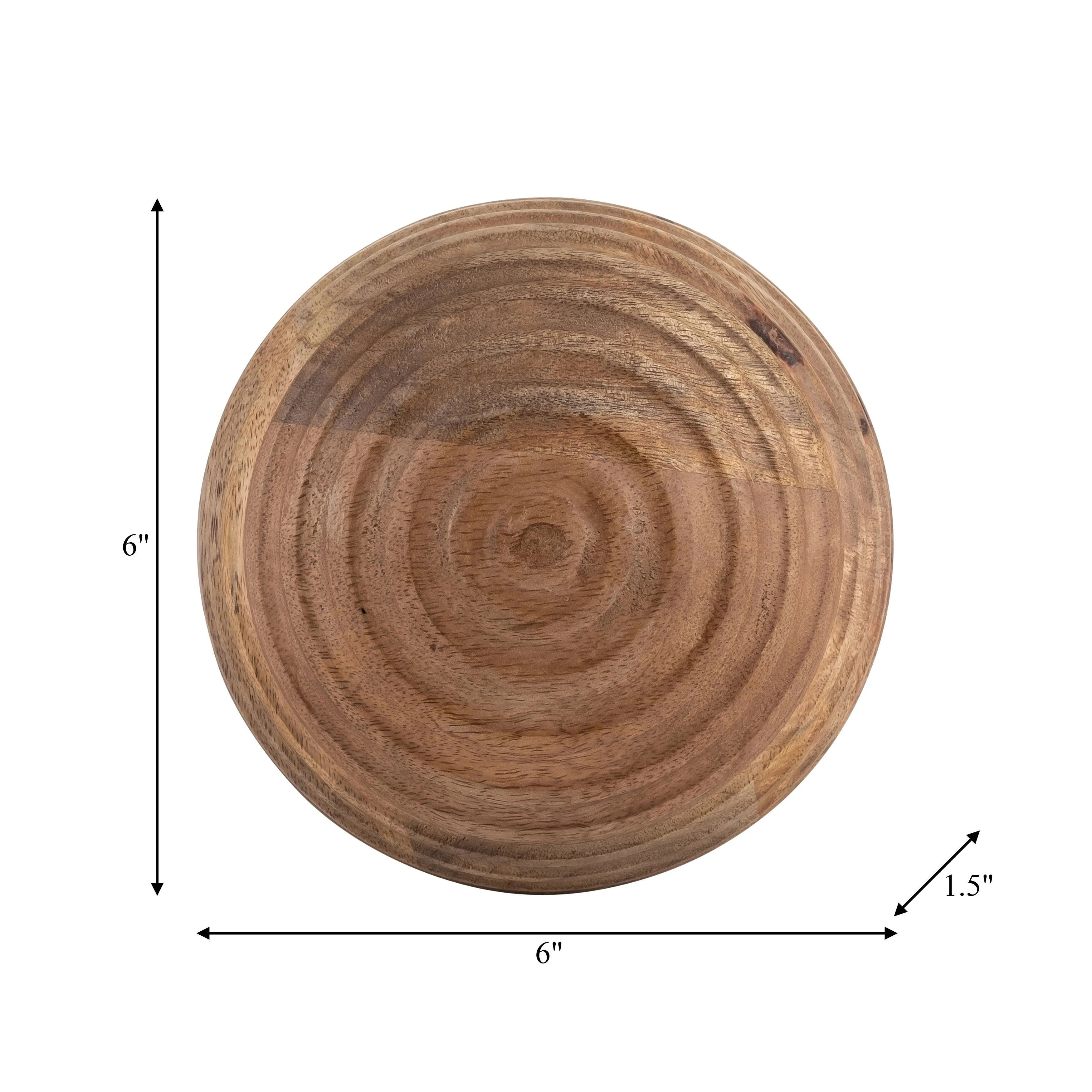 6" WOODEN ORB W/ RIDGES, NATURAL