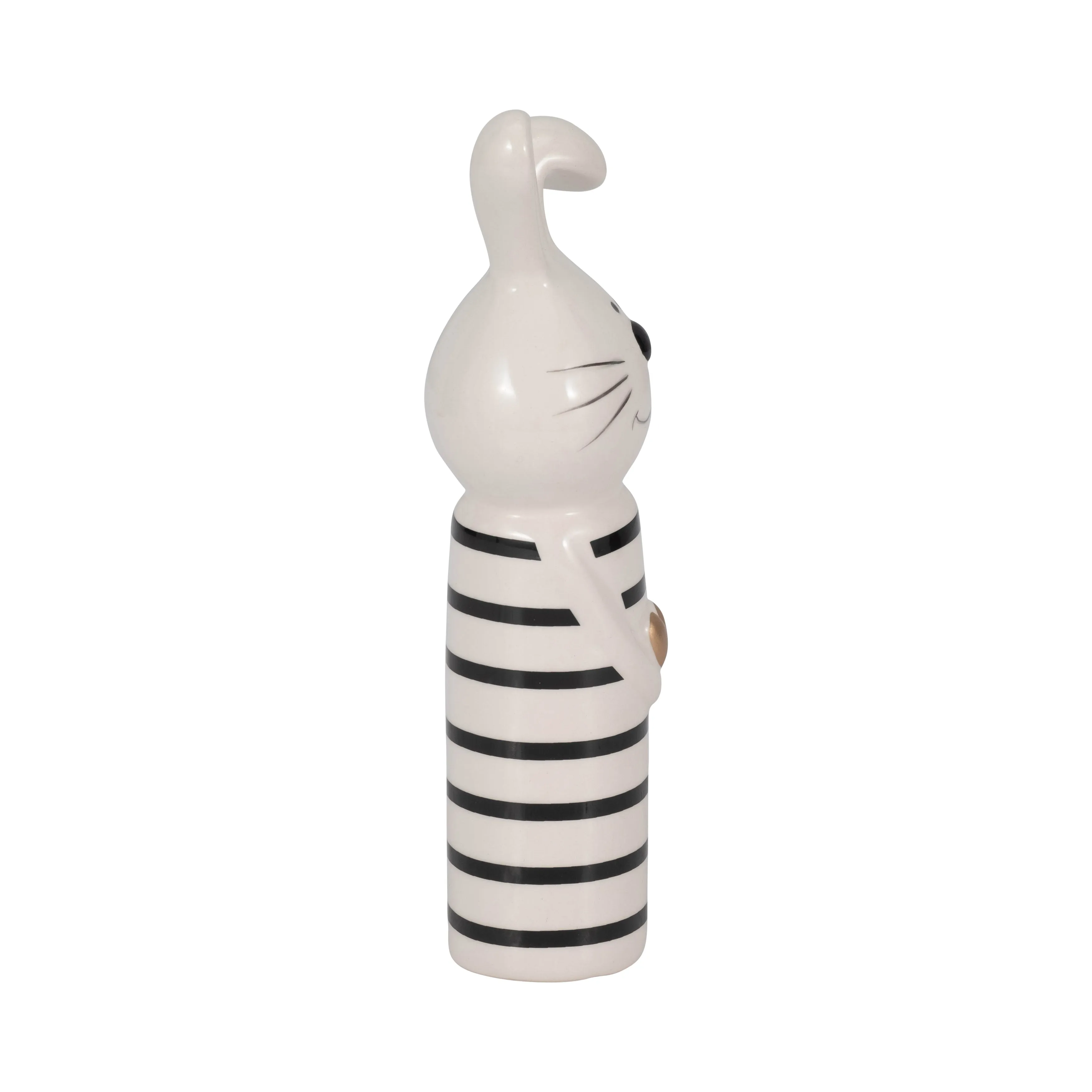 7" Lines Bunny With Gold Heart, White/black