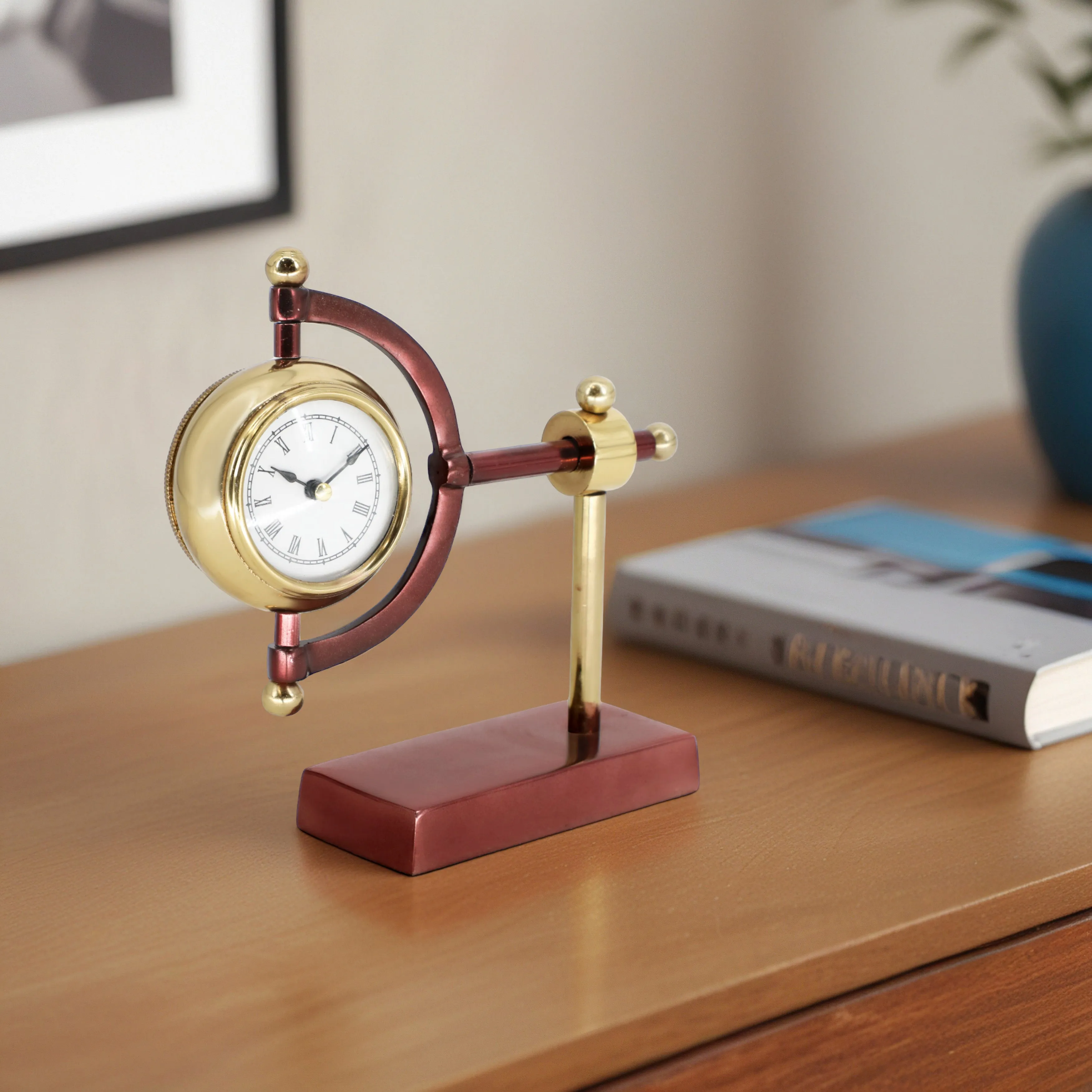 7" Tia Gold Desk Clock