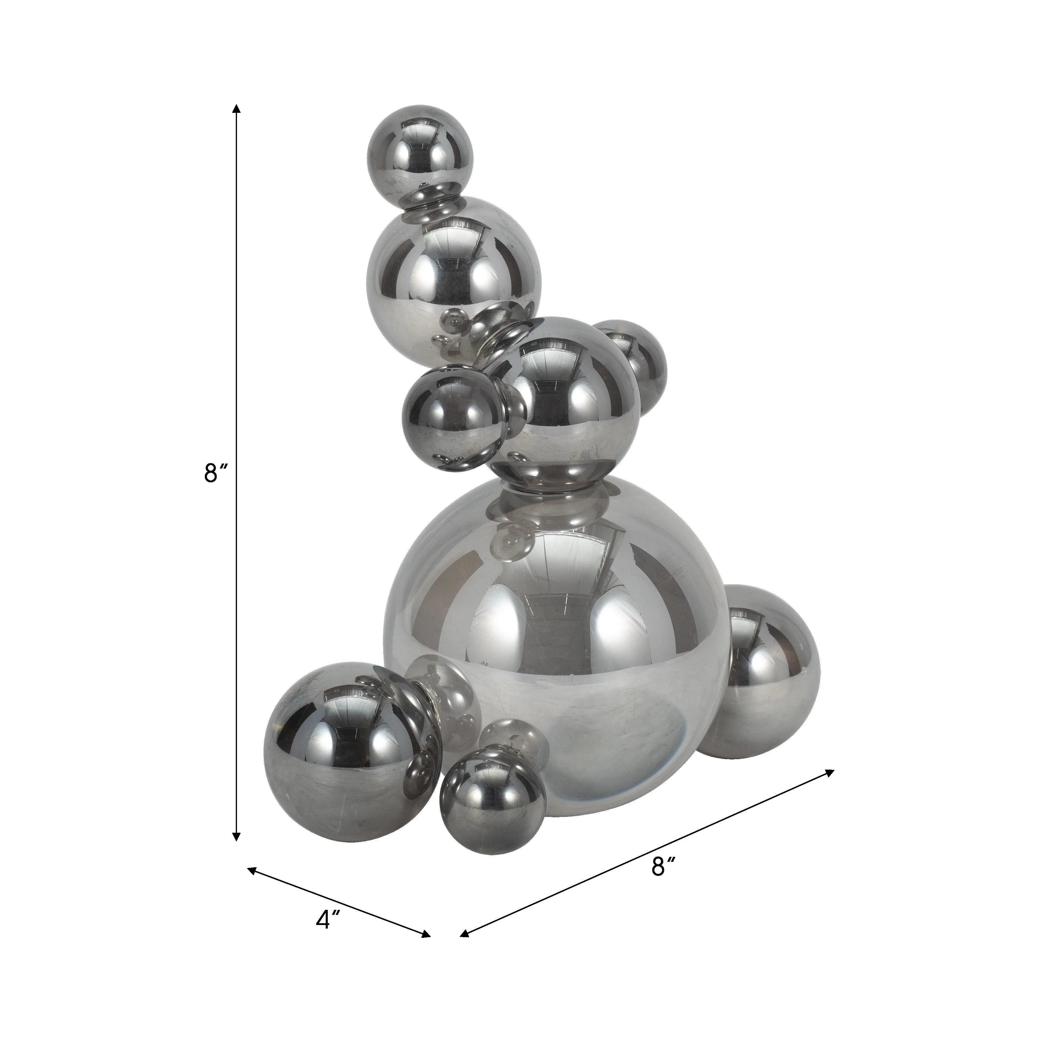8" ATLAS SILVER CRYSTAL BUBBLE STATUARY
