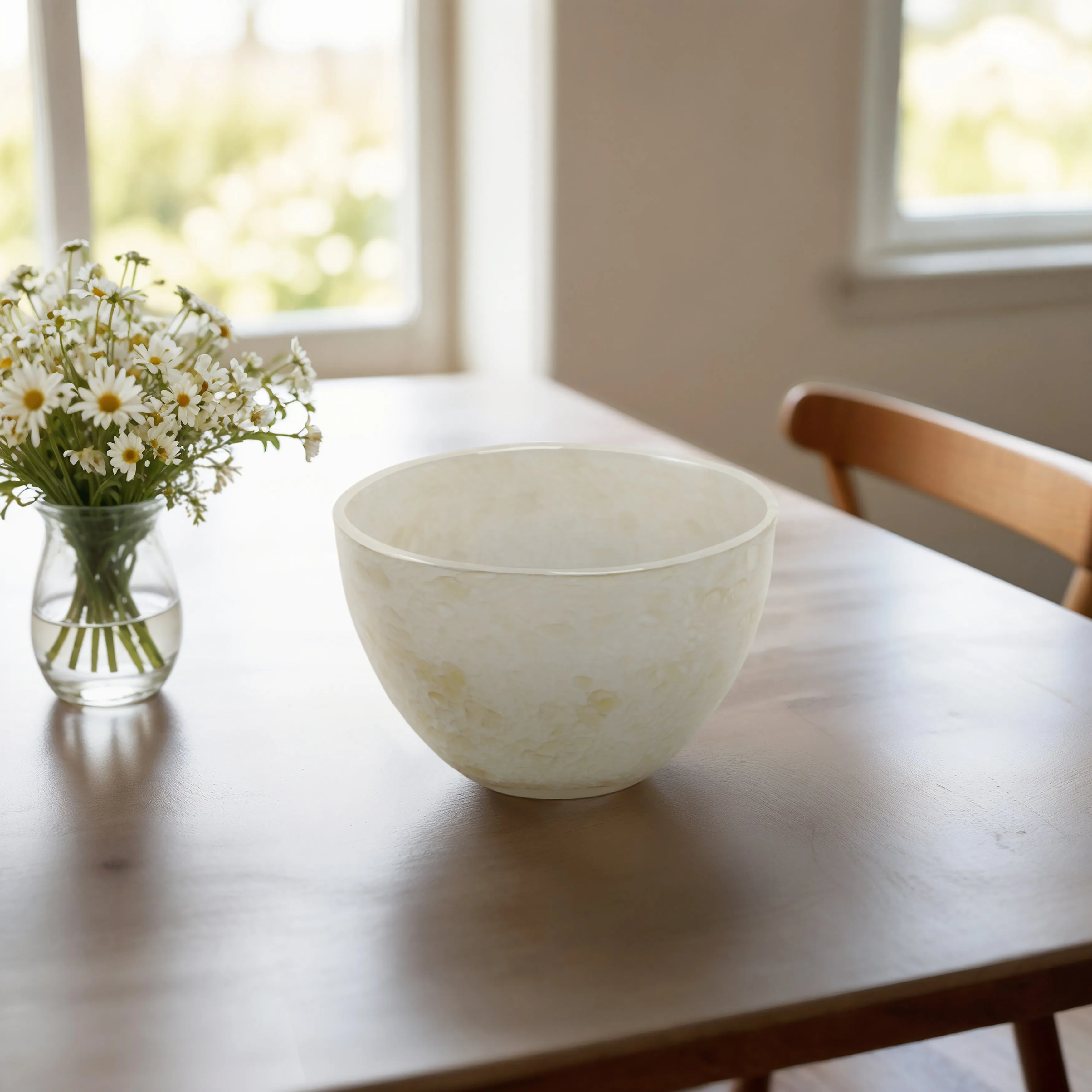 9" Durban Cream Glass Bowl
