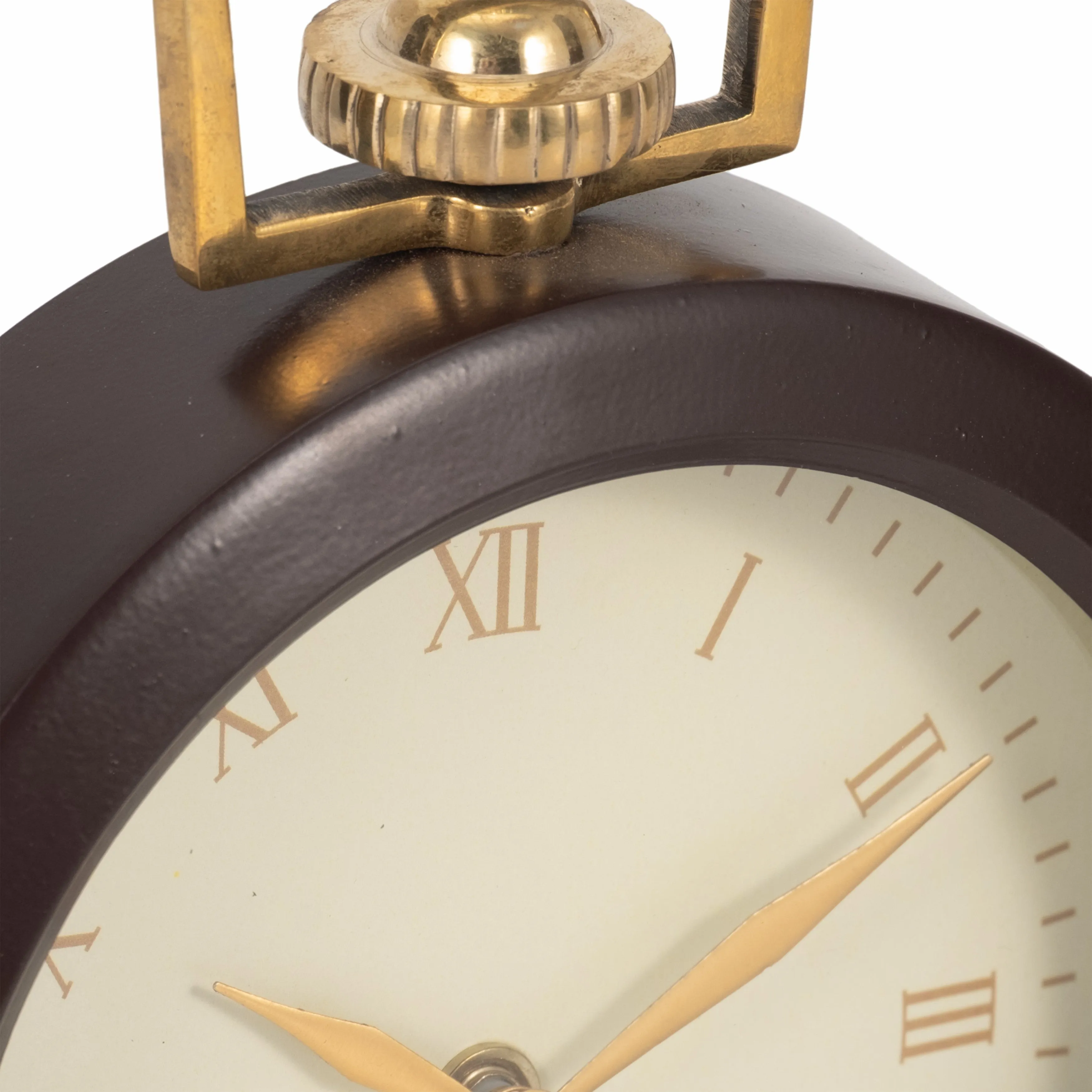 9" Jansen Gold And Brown Desk Clock