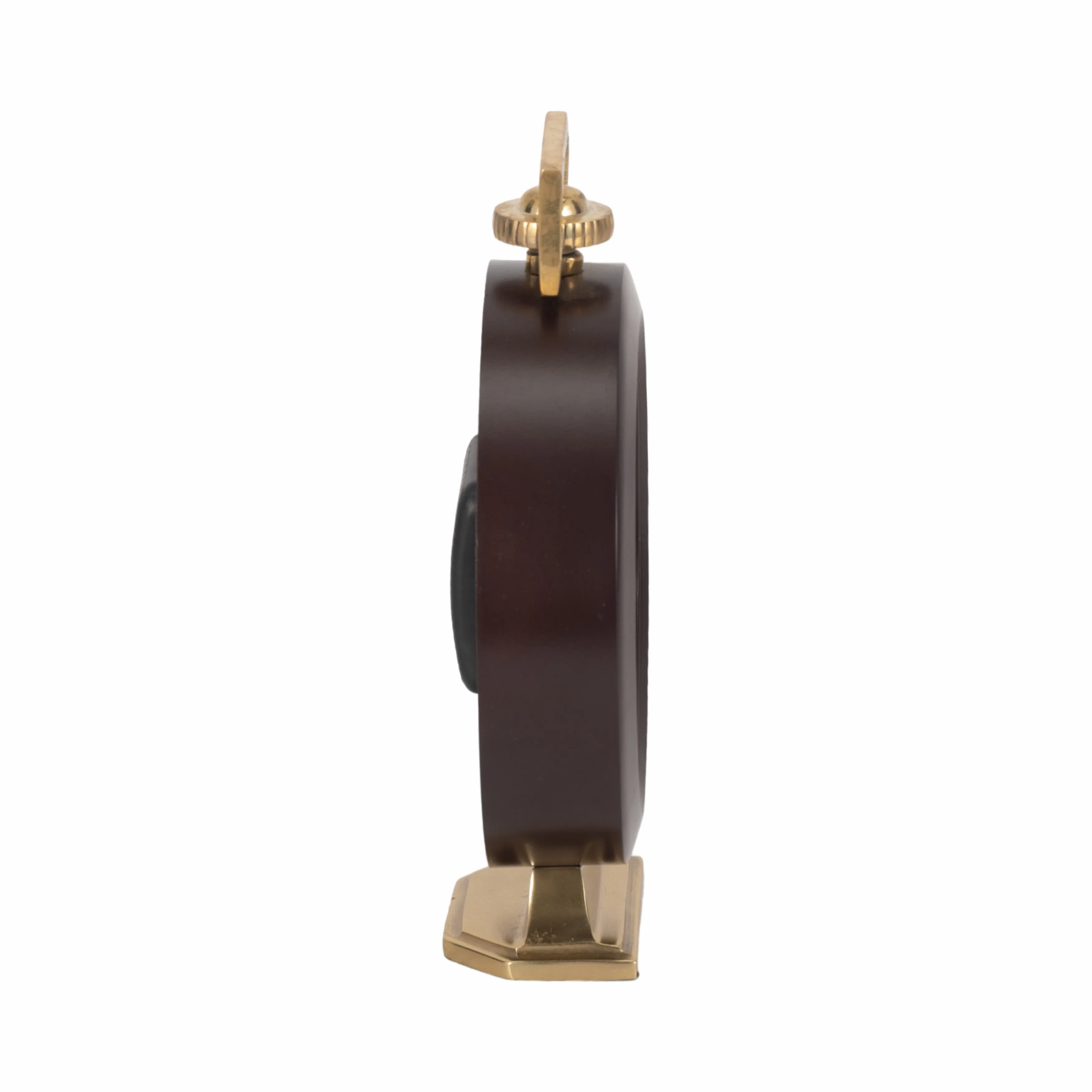 9" Jansen Gold And Brown Desk Clock