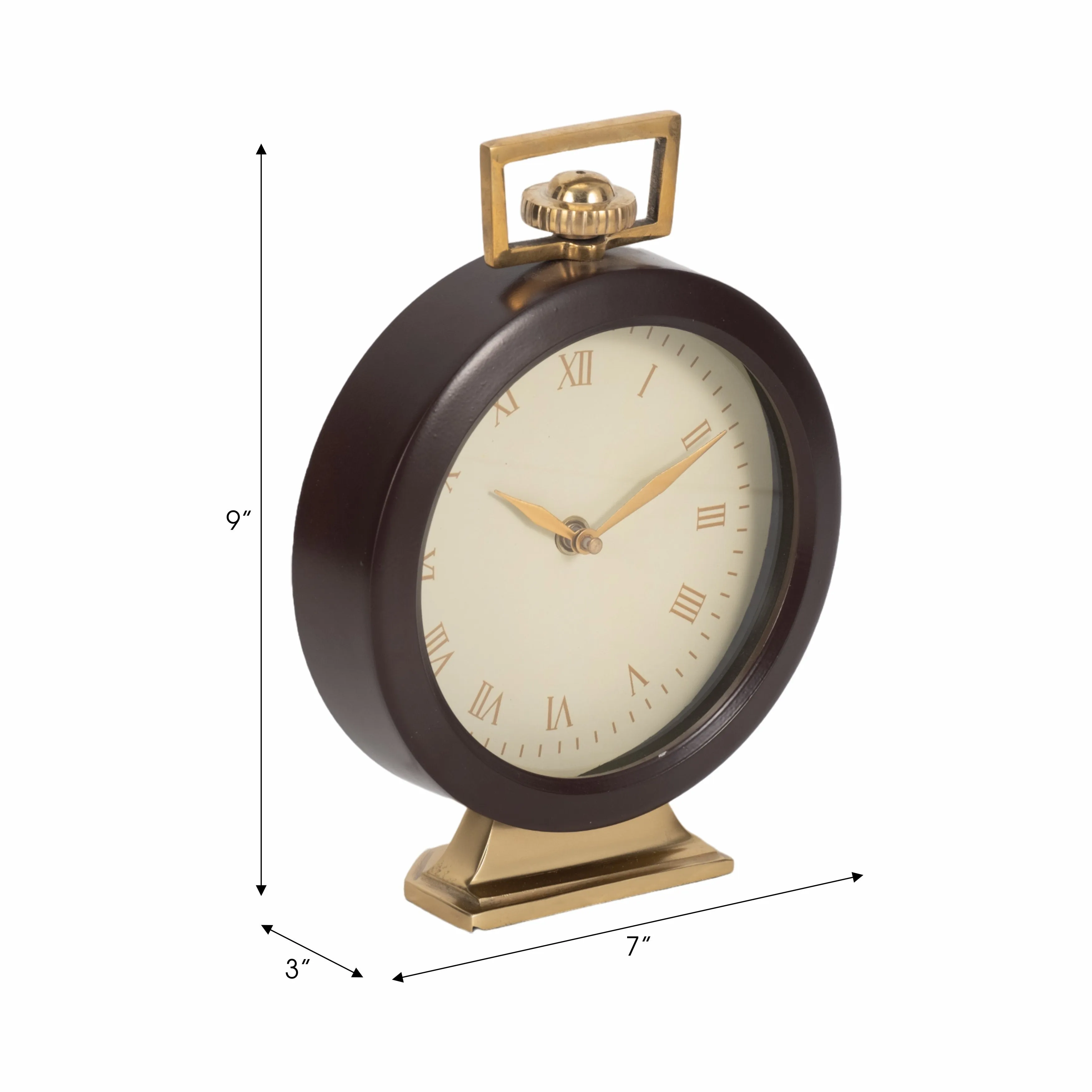 9" Jansen Gold And Brown Desk Clock