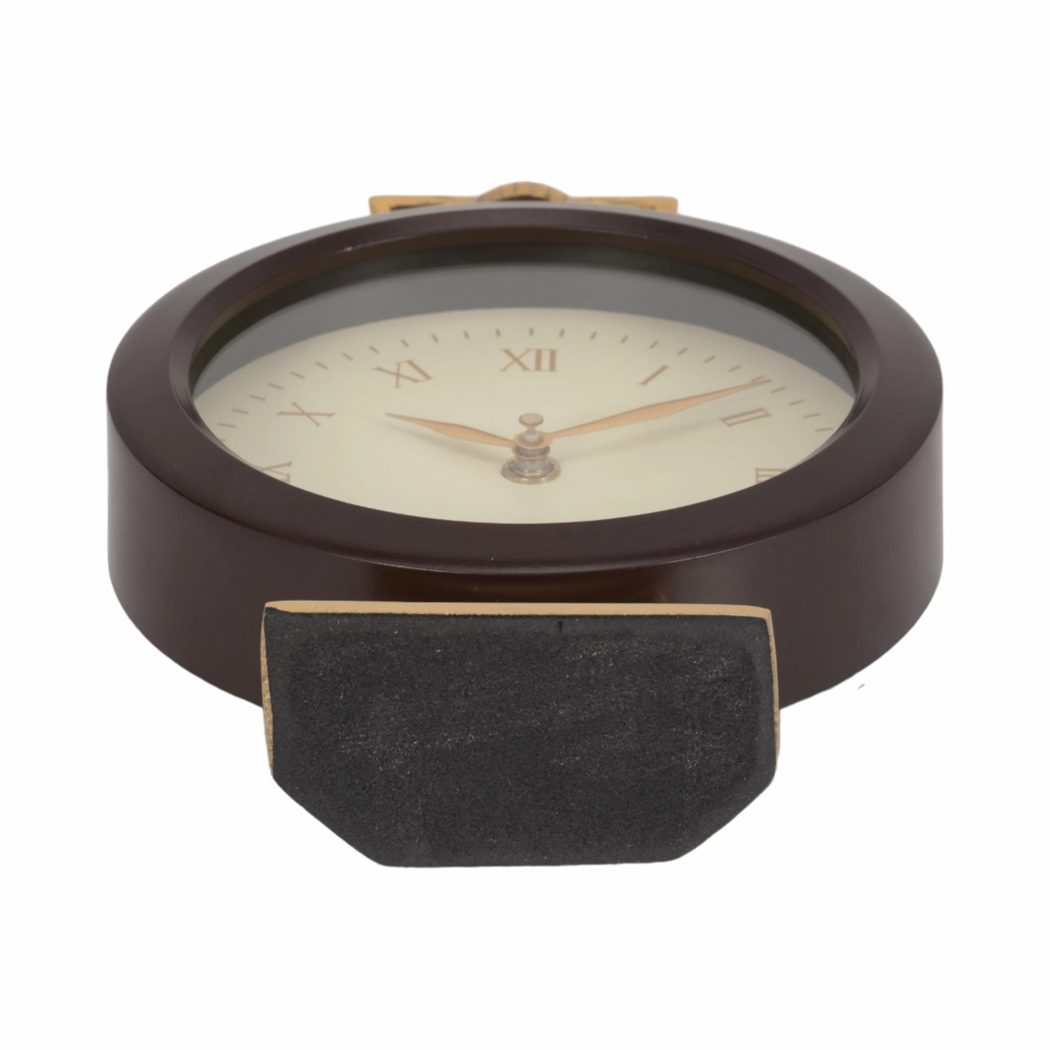 9" Jansen Gold And Brown Desk Clock