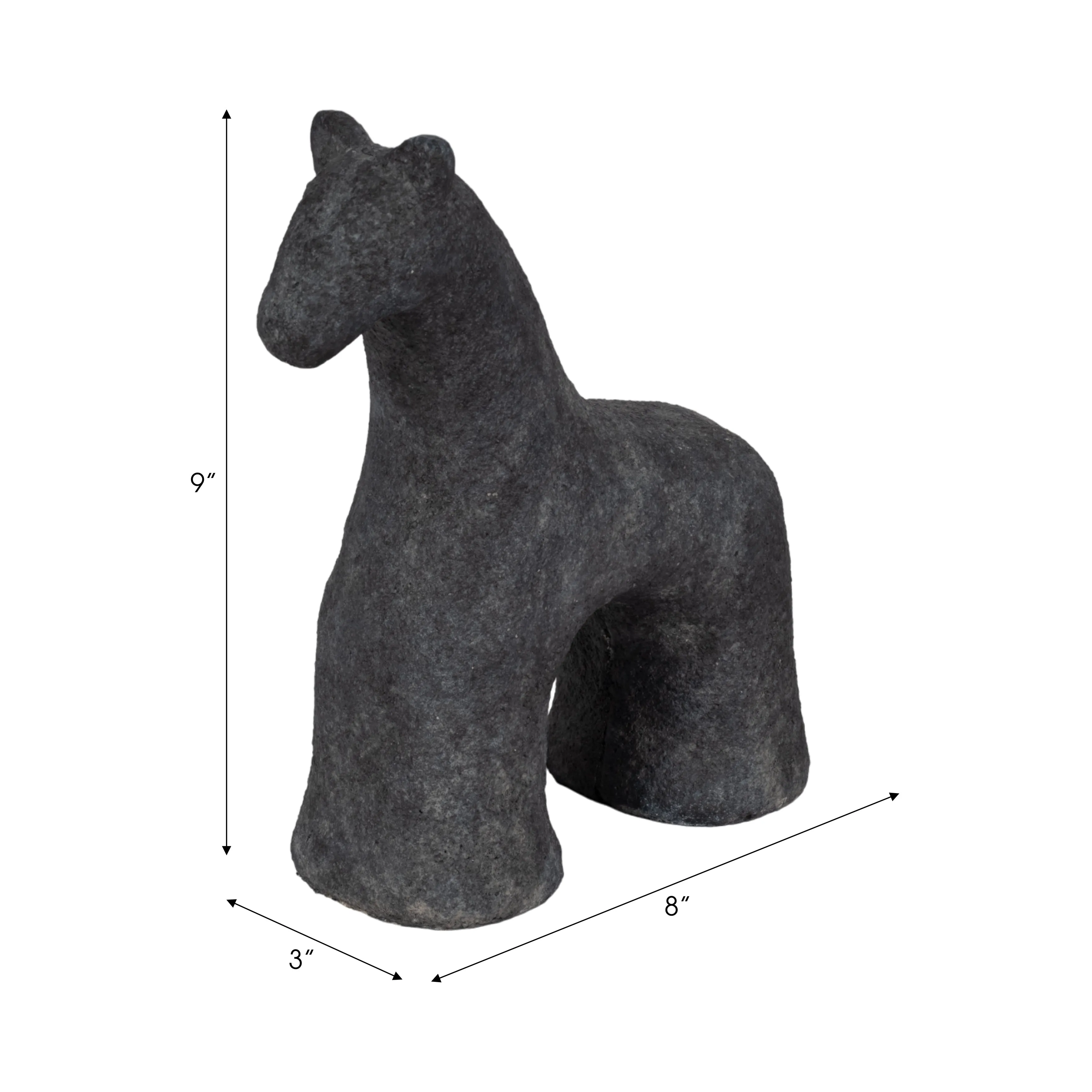 9" Textured Horse, Black