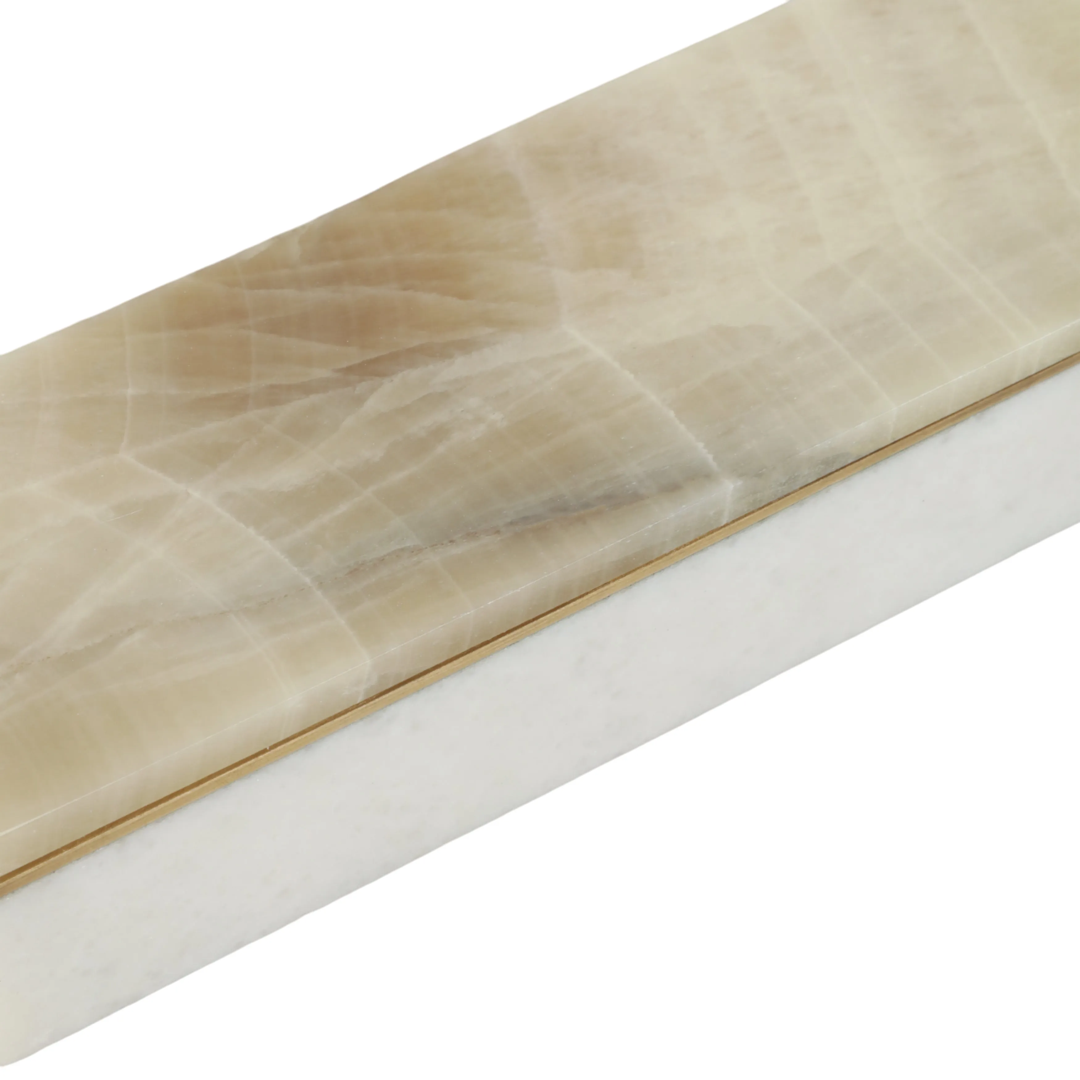 9" White Onyx And Brass Box