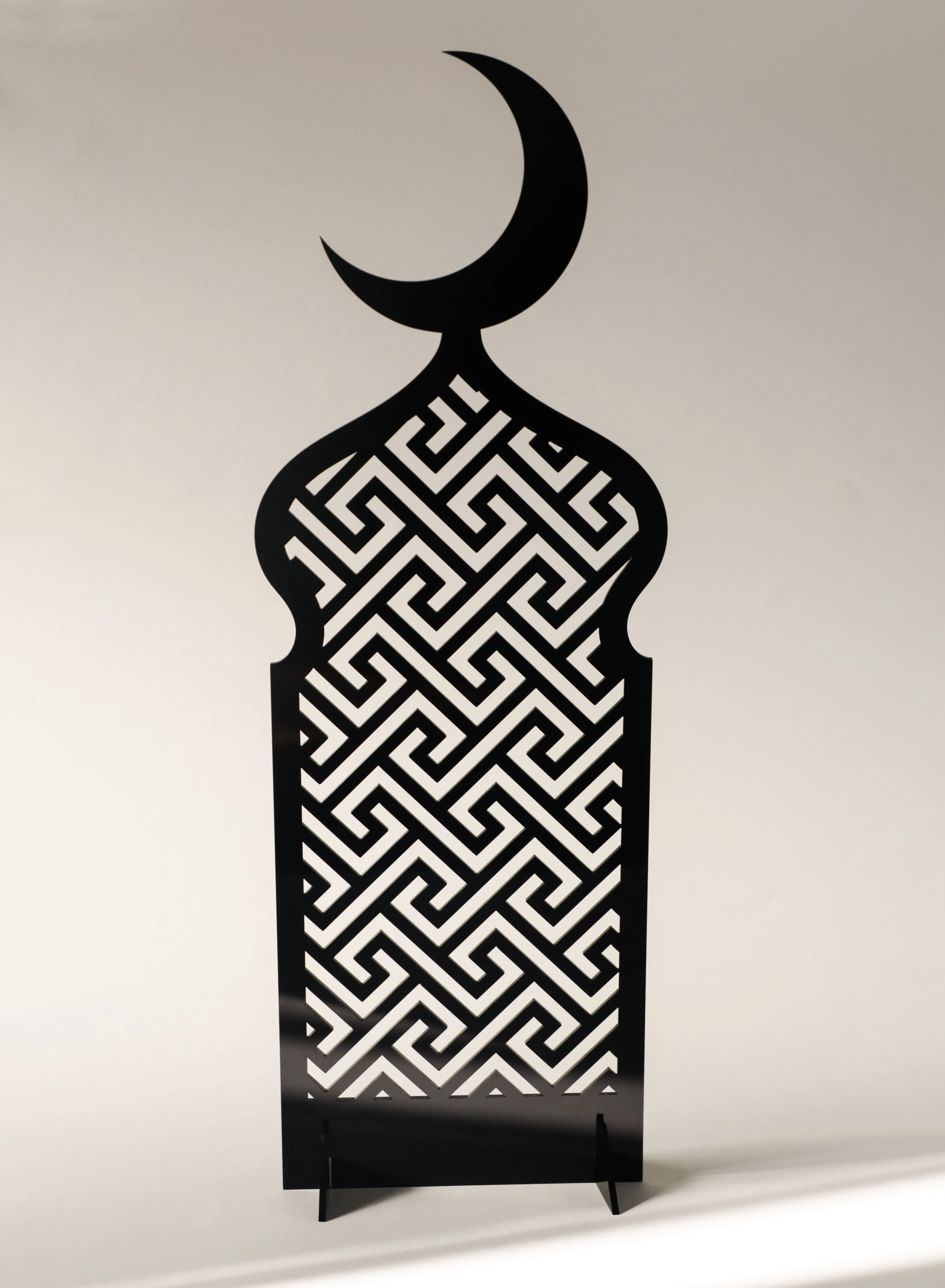 Acrylic Decor Stand in Ramadan Crescent Shape with Islamic Pattern
